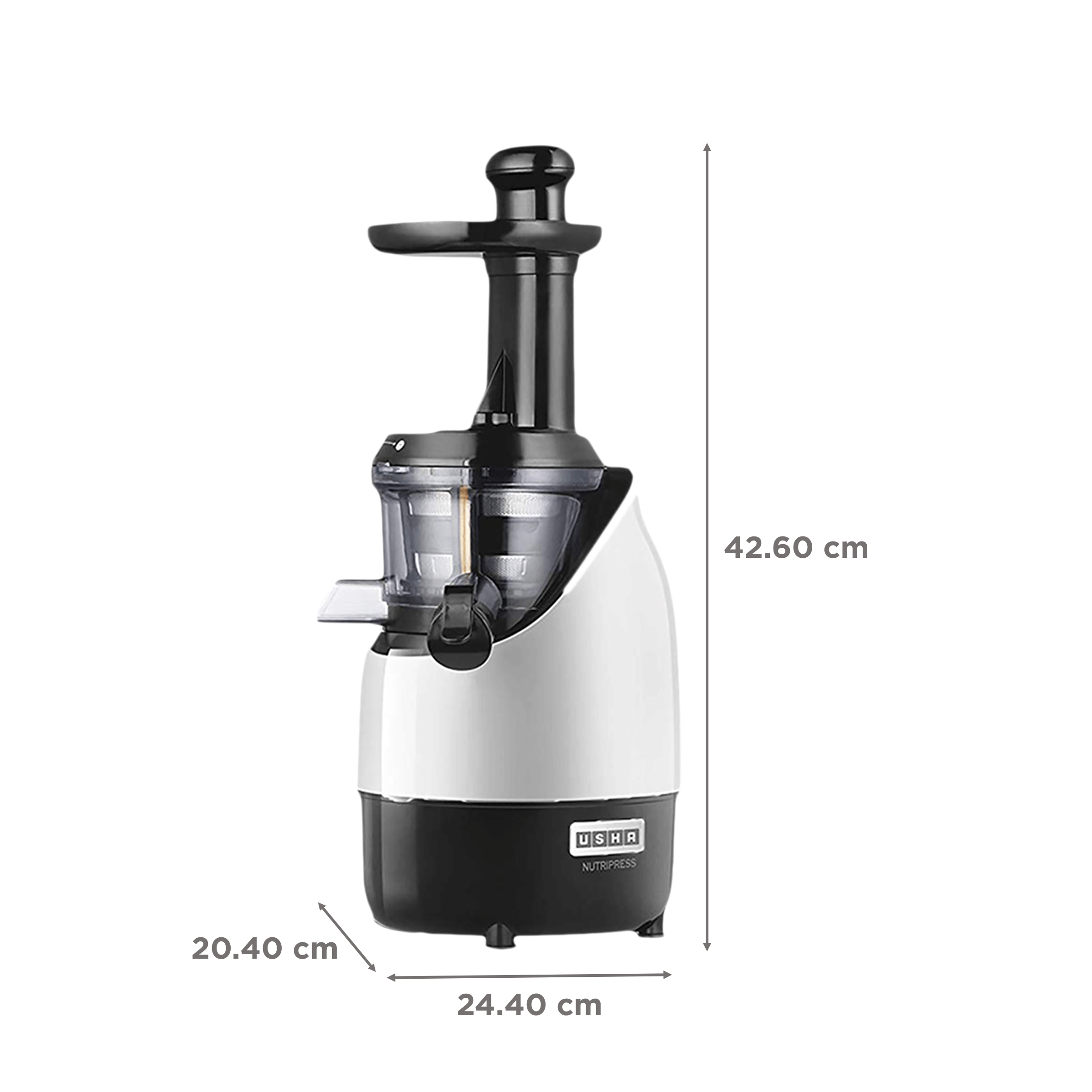 USHA NutriPress 200 Watt Cold Press Juicer (67 RPM, Safety Lock, Black/White)_3