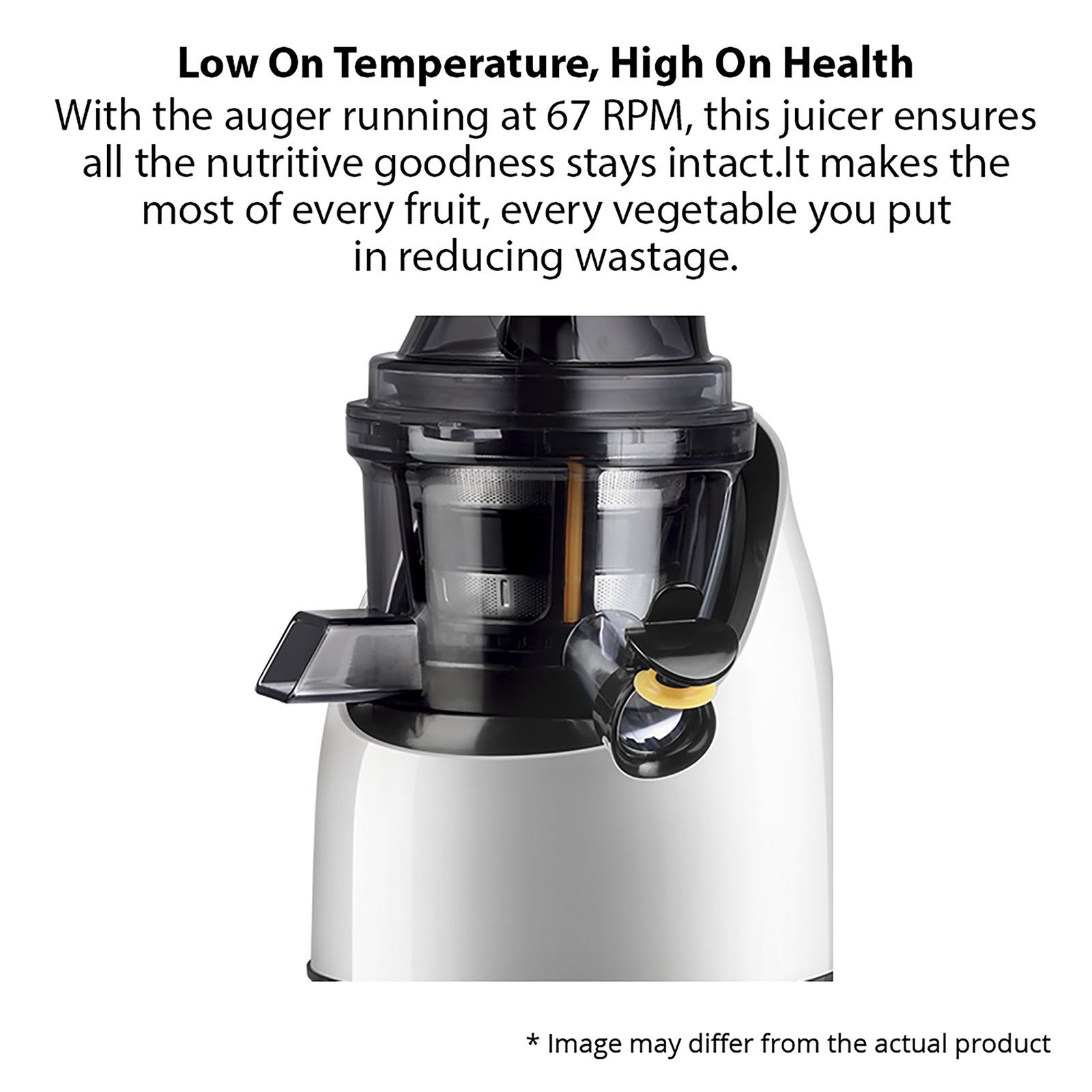 USHA NutriPress 200 Watt Cold Press Juicer (67 RPM, Low Temperature Technology, Black/White)_11