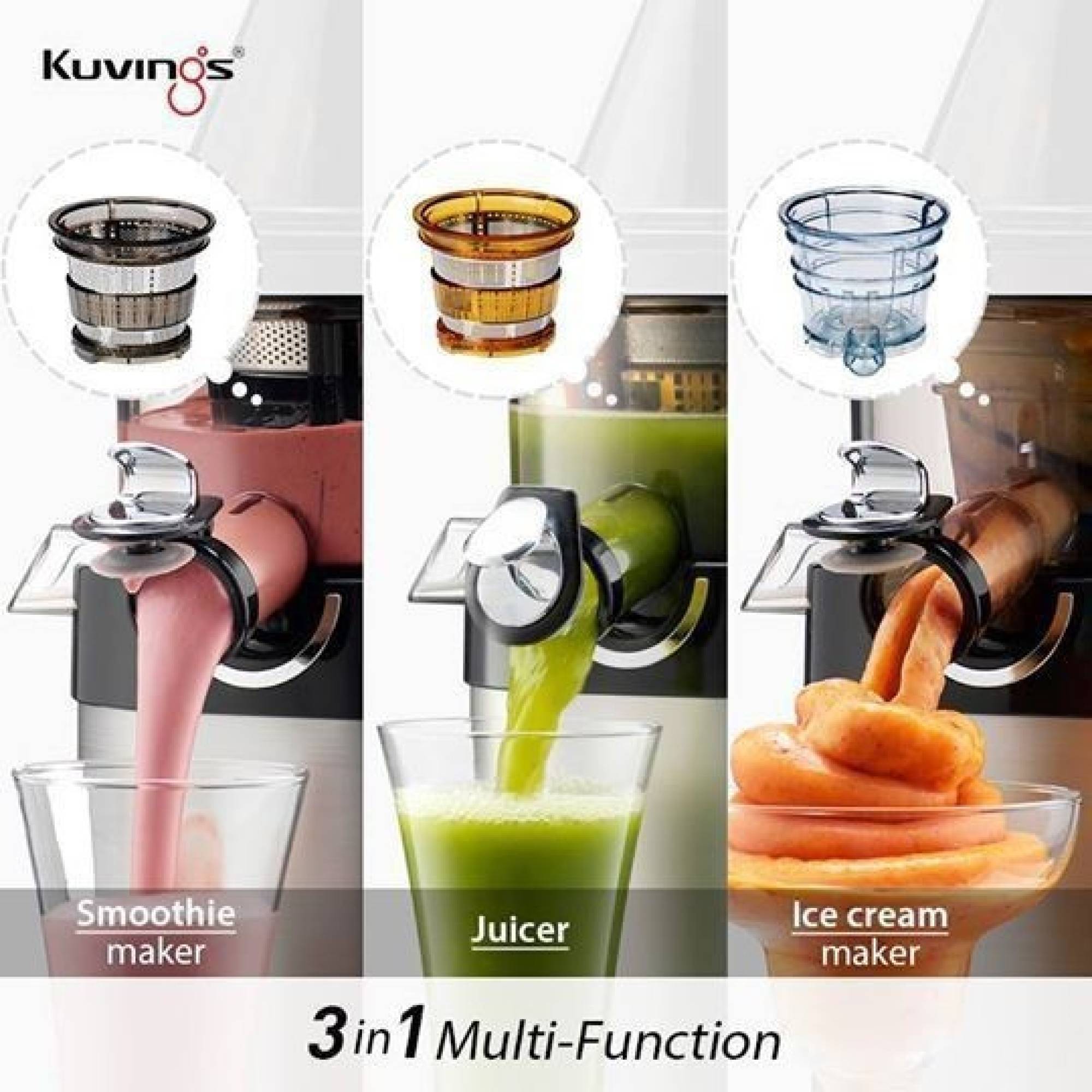 Kuvings EVO820 240 Watt 1 Jar Cold Press Slow Juicer (50 RPM, 3-in-1 Multi Function, Grey)_7