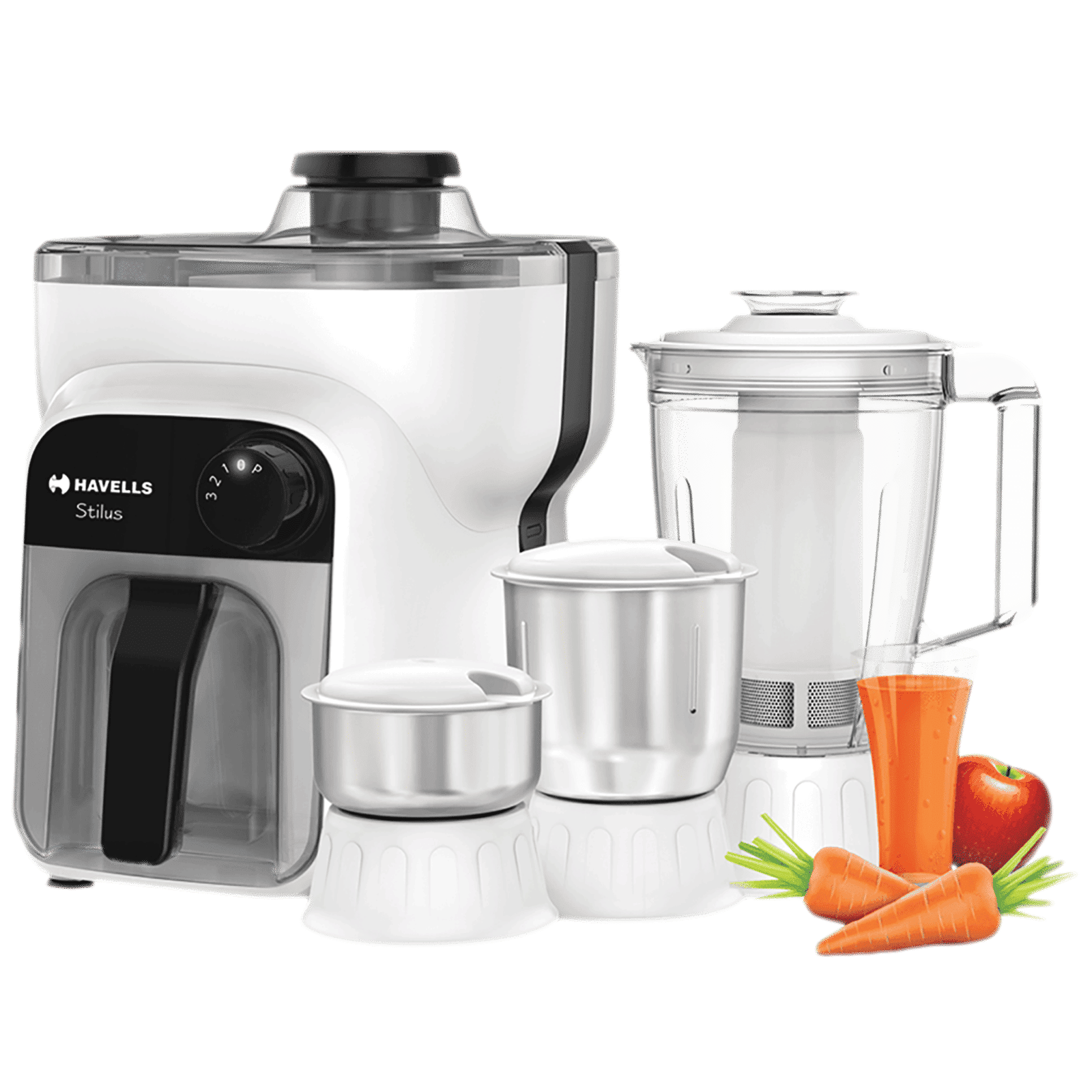 HAVELLS Stilus 500 Watt 4 Jars Juicer Mixer Grinder (LED Indicator, White)_1