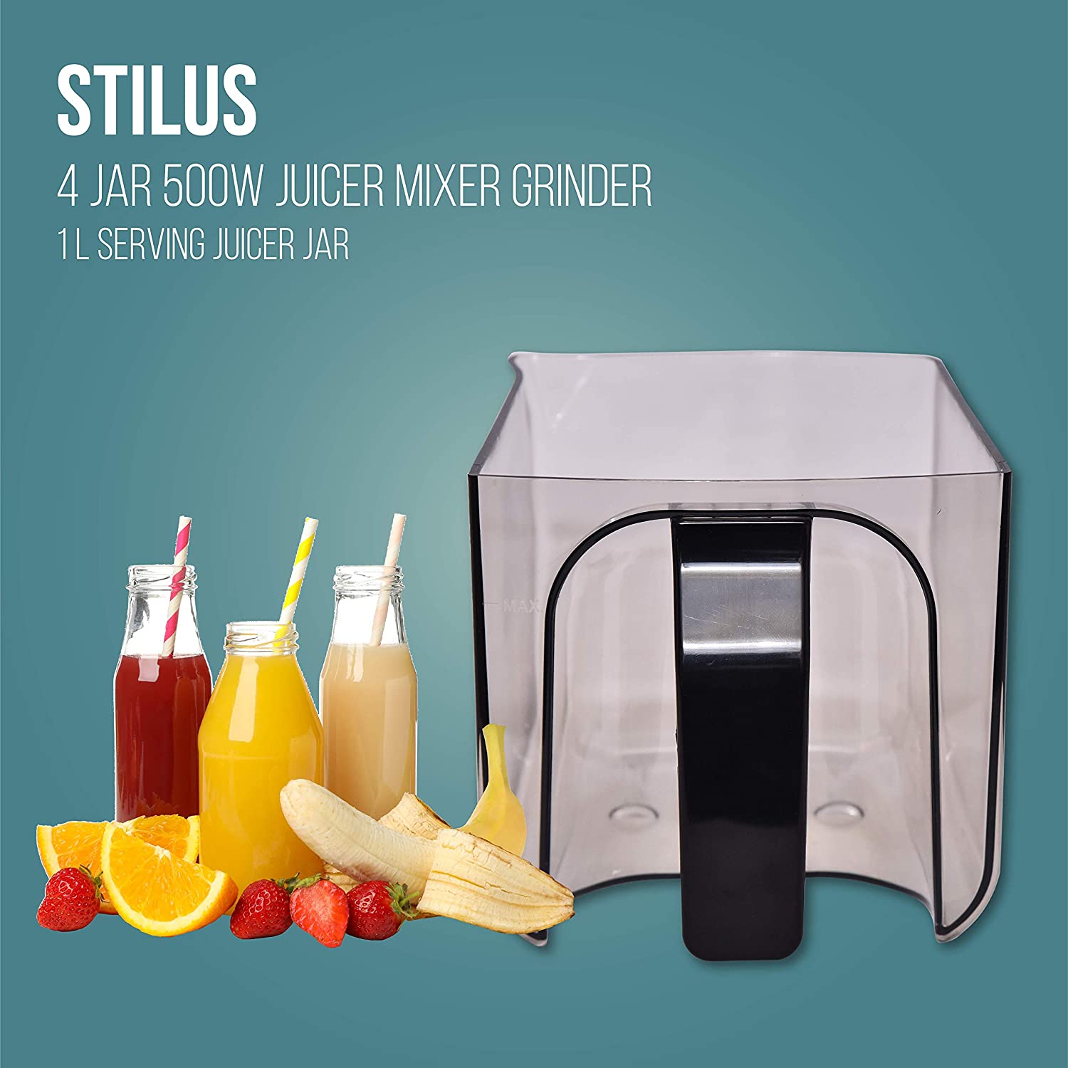 HAVELLS Stilus 500 Watt 4 Jars Juicer Mixer Grinder (LED Indicator, White)_7