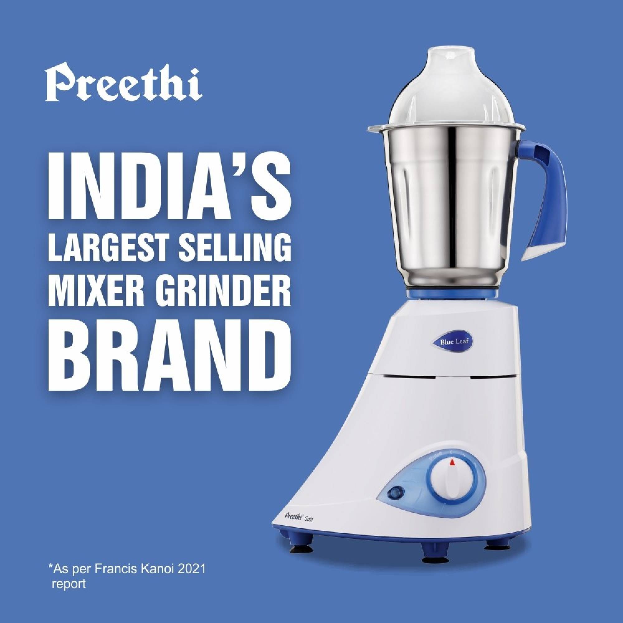 Preethi Blue Leaf Gold 750 Watt 3 Jars Mixer Grinder (18000 RPM, Shock Proof Body, White/Blue)_10