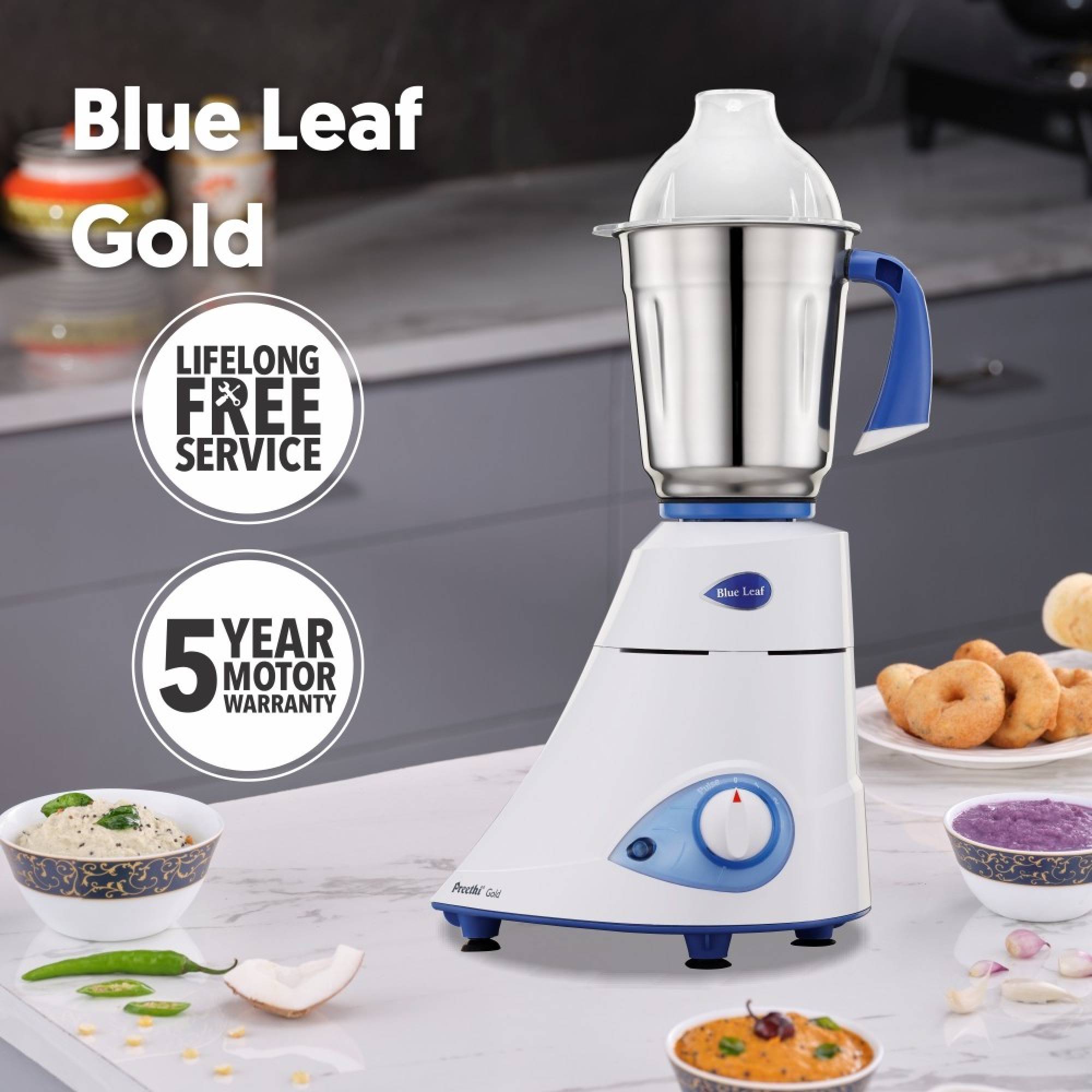 Preethi Blue Leaf Gold 750 Watt 3 Jars Mixer Grinder (18000 RPM, Shock Proof Body, White/Blue)_12