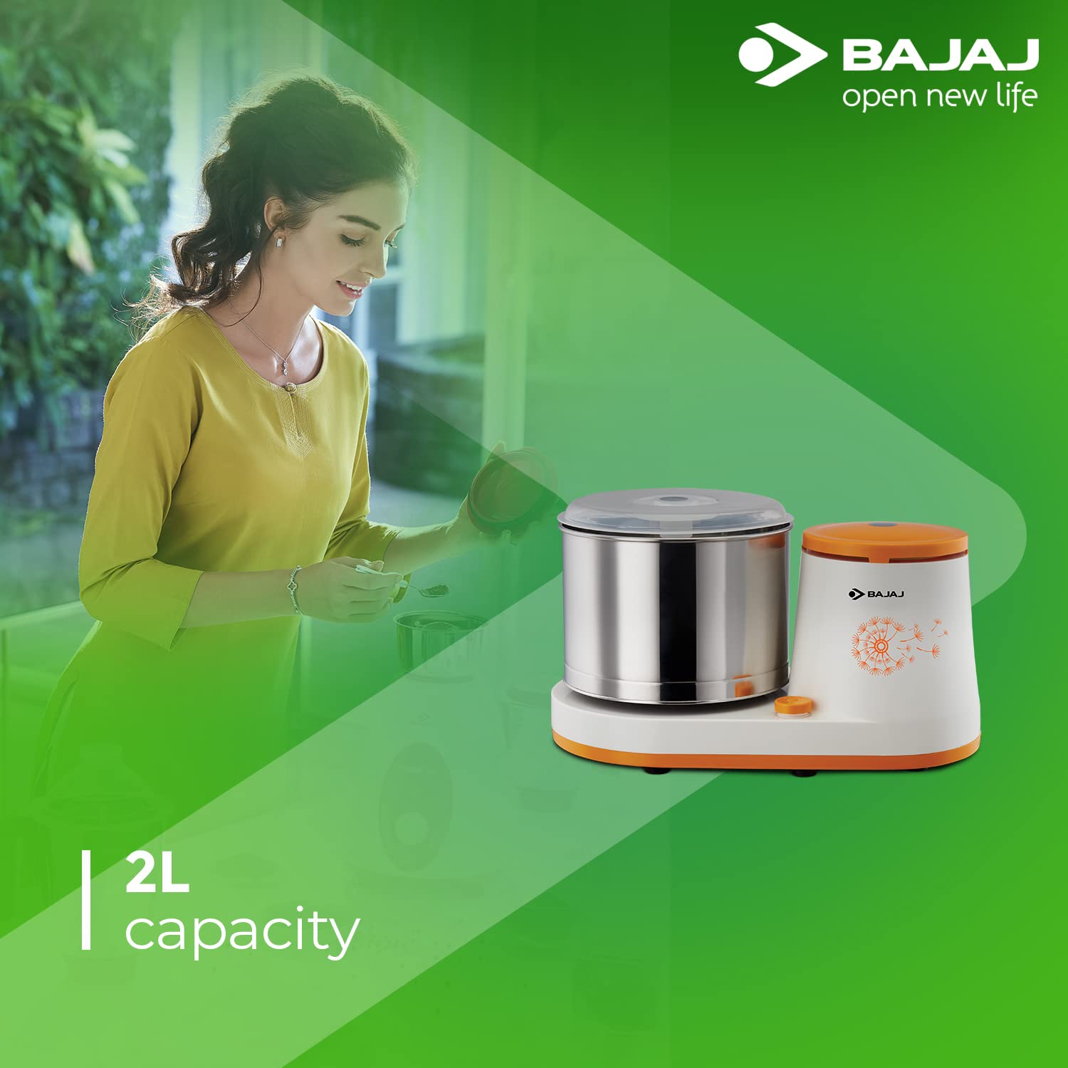 BAJAJ WX1 2 Litres 2 Stones Wet Grinder (Powerful Motor, White/Orange) BAJAJ WX1 2 Litres 2 Stones Wet Grinder (Powerful Motor, White/Orange)_8