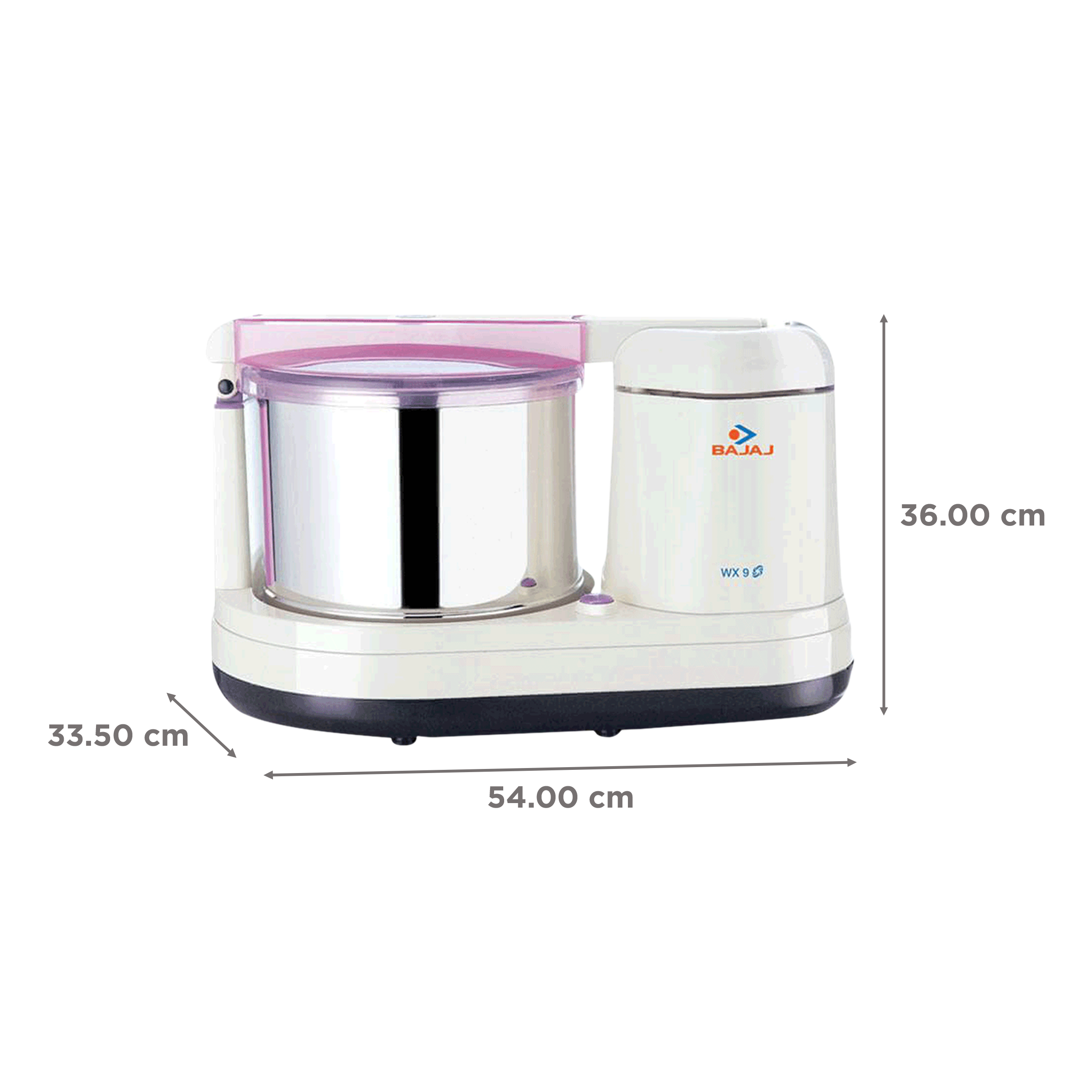 BAJAJ WX 9 2 Litres 2 Stones Wet Grinder with Coconut Scrapper (On/Off LED Indicator, White)_3