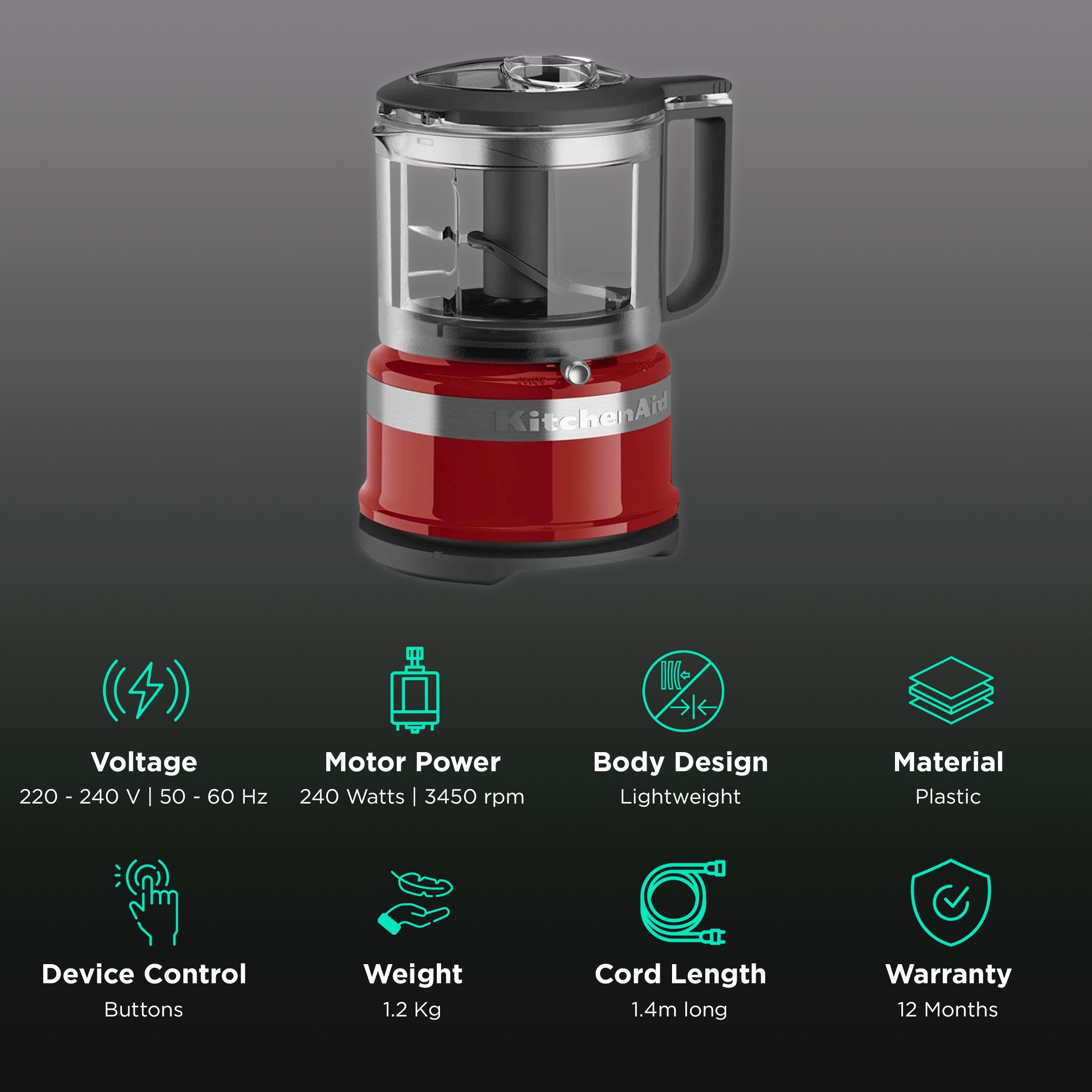 KitchenAid 240 Watt Food Chopper (Red)_2