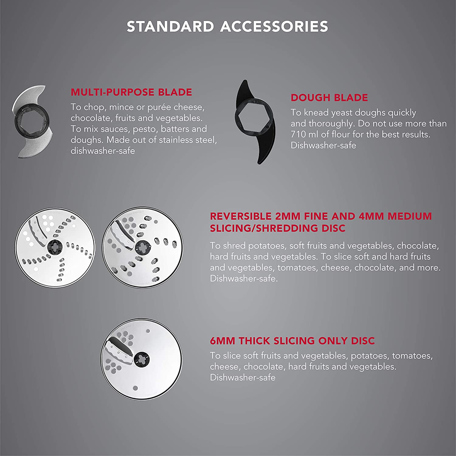 KitchenAid 250 Watt Food Processor with 2 Blades (Red)_6