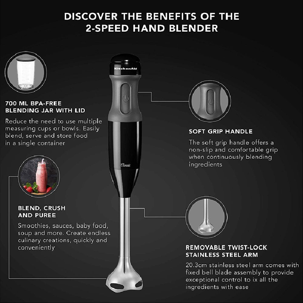 KitchenAid Classic 1100 Watt 2 Speed Hand Blender (Exceptional Control, Black) KitchenAid Classic 1100 Watt 2 Speed Hand Blender (Exceptional Control, Black)_5