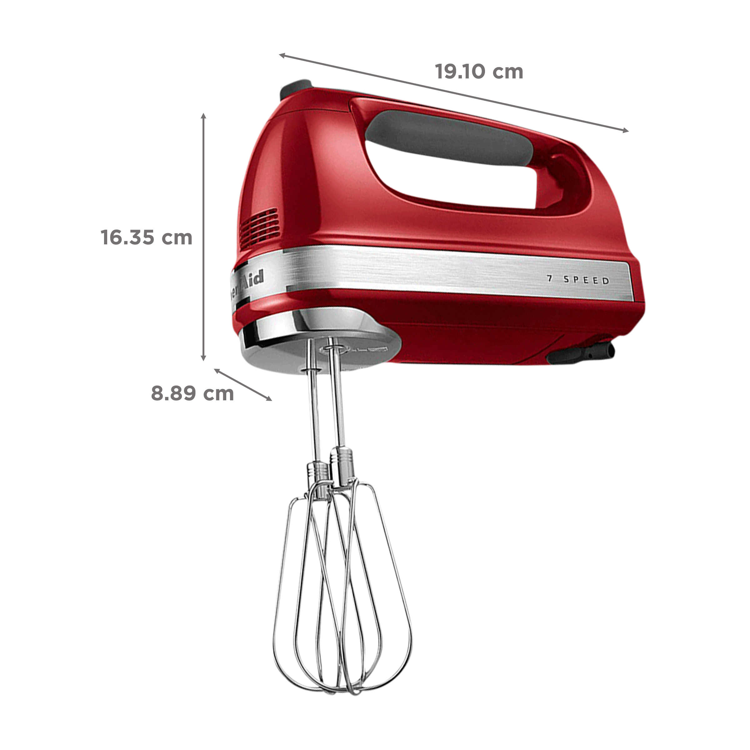 KitchenAid 85 Watt 7 Speed Hand Mixer with 3 Attachments (Soft Start Feature, Red)_3