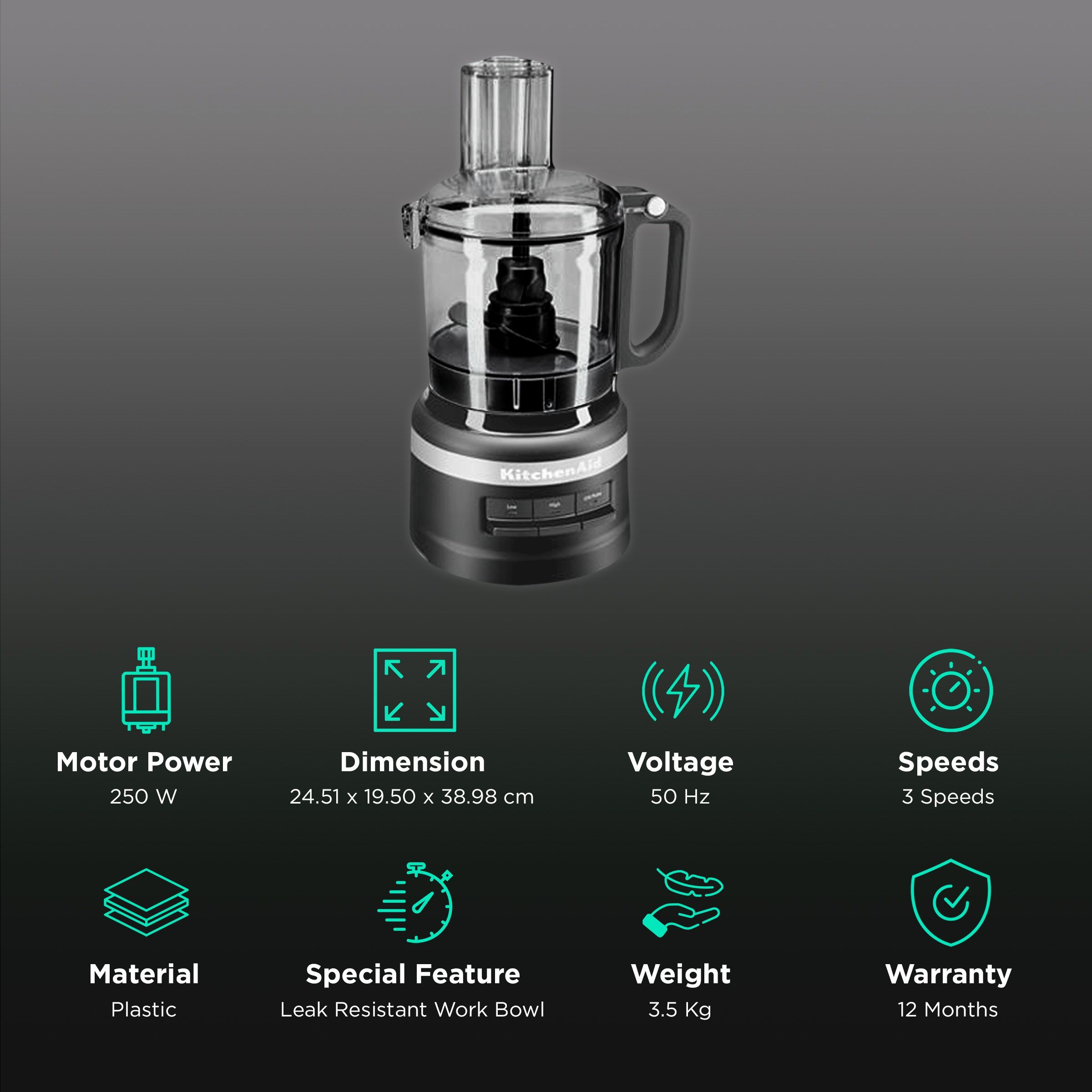 KitchenAid 250 Watt Food Processor (Black Diamond)_2