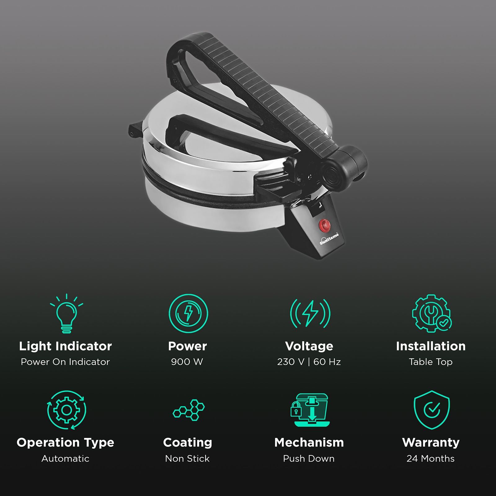 Sunflame 900 Watt Roti Maker (RM-1, Silver/Black)_3