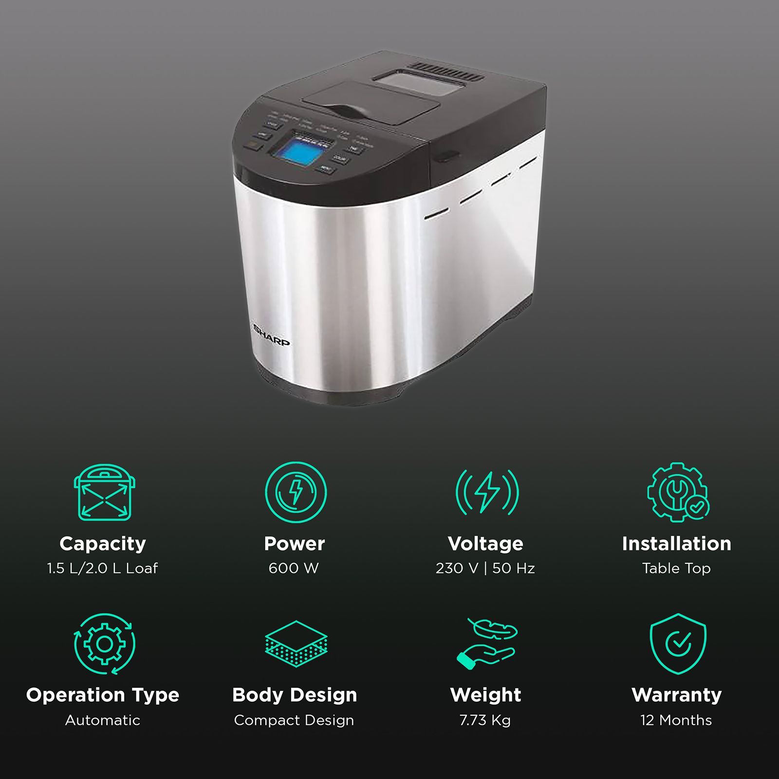 SHARP Automatic Bread Maker (PE-105-CS, Silver)_2