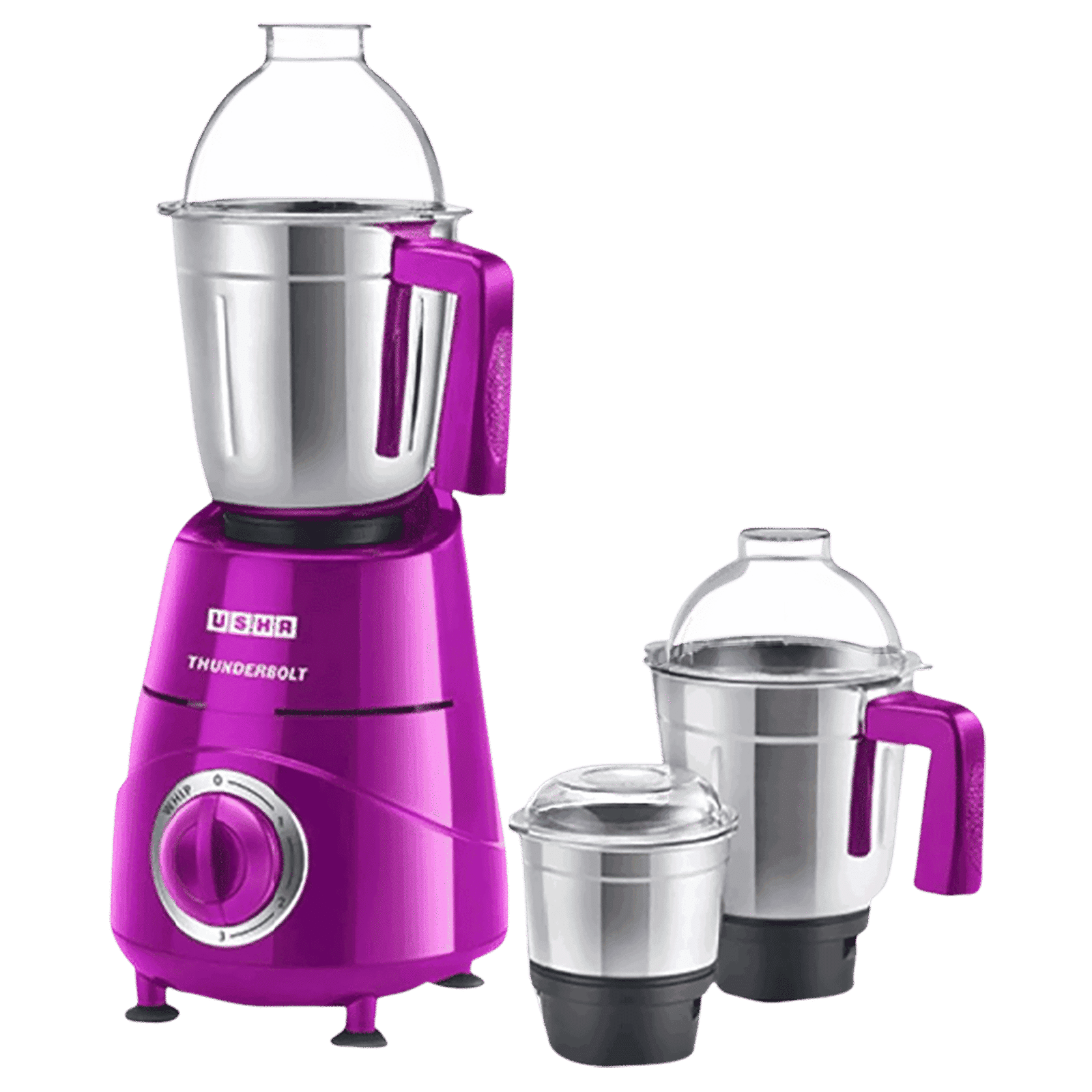 USHA Thunderbolt 800 Watt 3 Jars Mixer Grinder (21000 RPM, Overload Protection, Magenta)_1