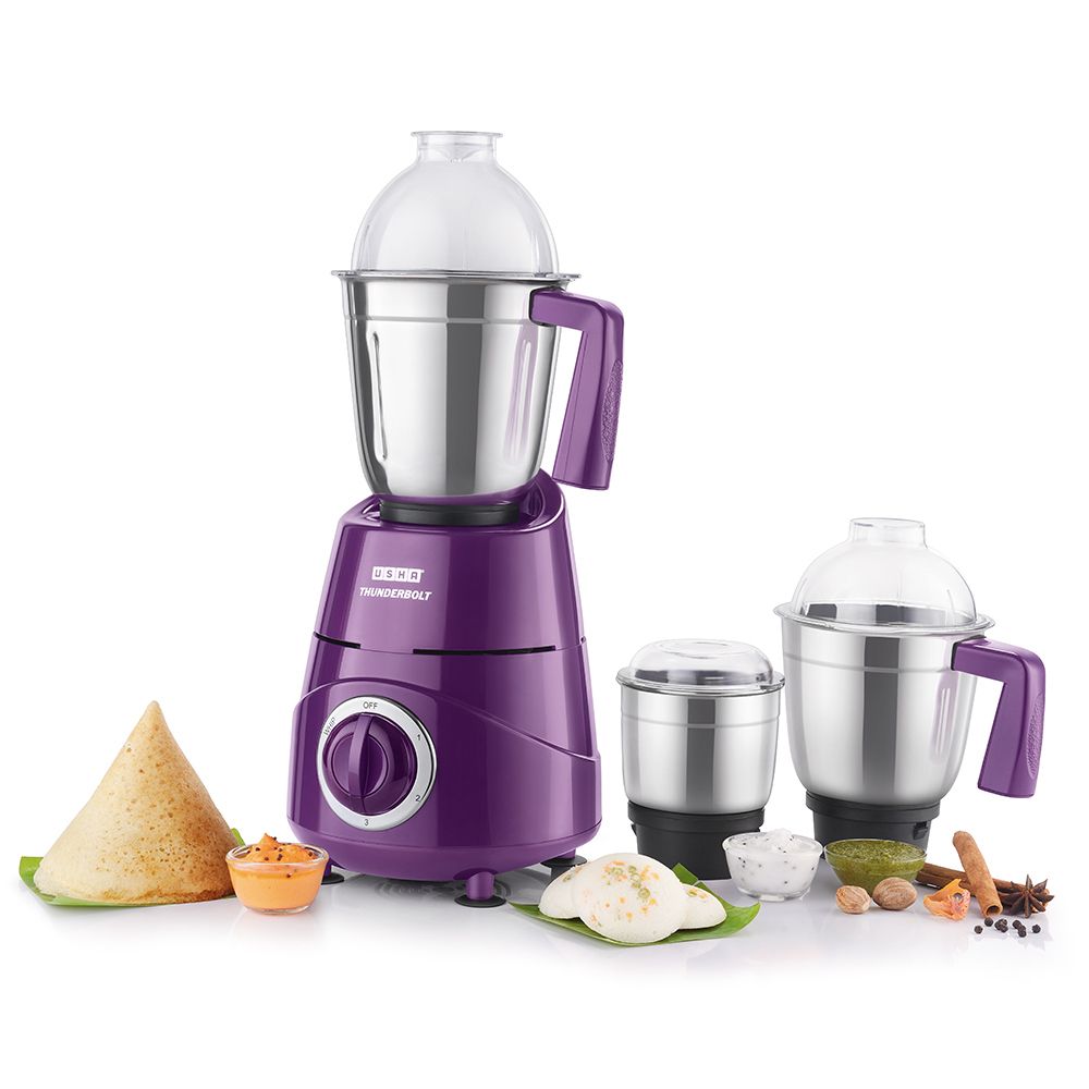 USHA Thunderbolt 800 Watt 3 Jars Mixer Grinder (21000 RPM, Overload Protection, Magenta)_9