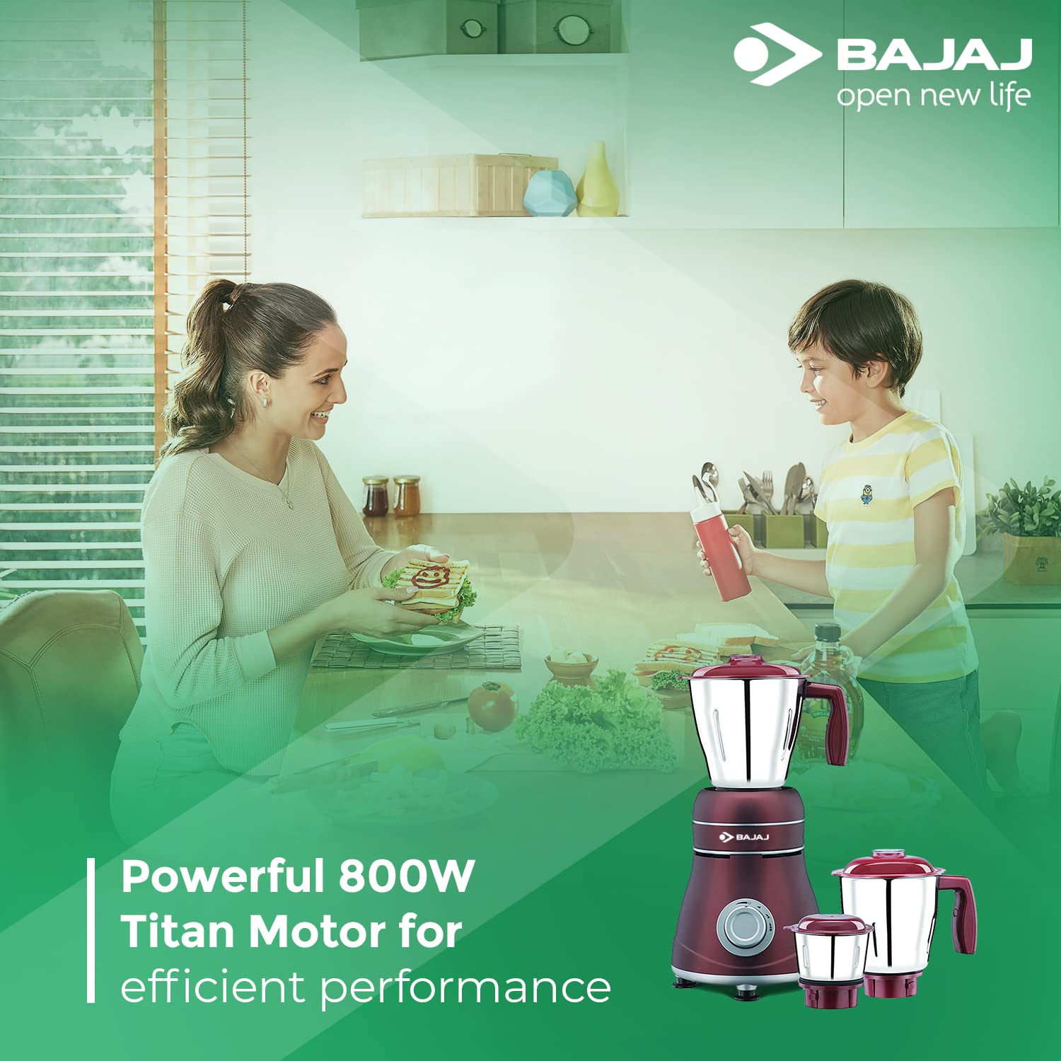 BAJAJ Ivora 800 Watt 3 Jars Mixer Grinder (18000 RPM, Nutri Pro Feature, Crimson Red) BAJAJ Ivora 800 Watt 3 Jars Mixer Grinder (18000 RPM, Nutri Pro Feature, Crimson Red)_16