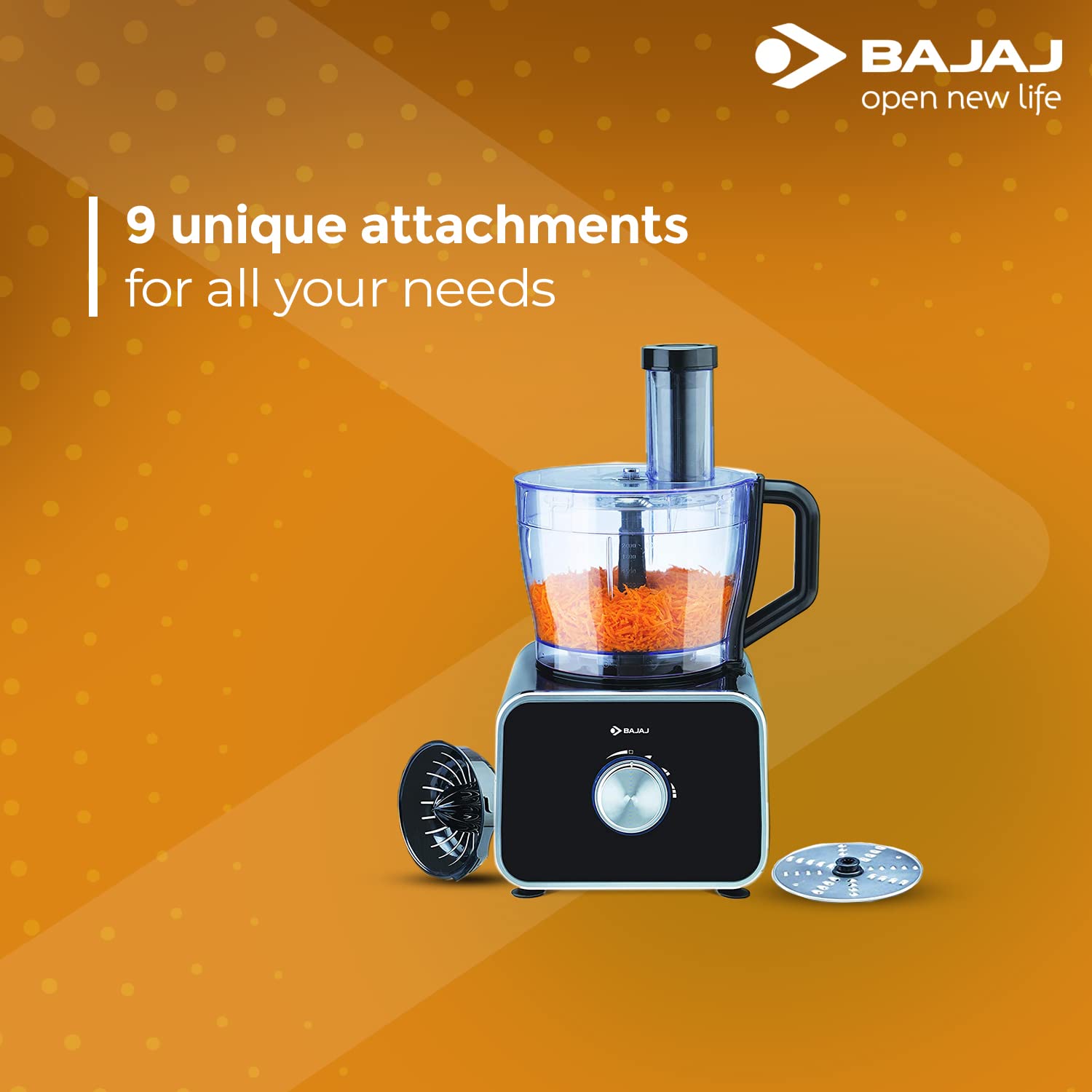 BAJAJ FX 1000 DLX 1000 Watt Food Processor with 6 Blades (Black)_8