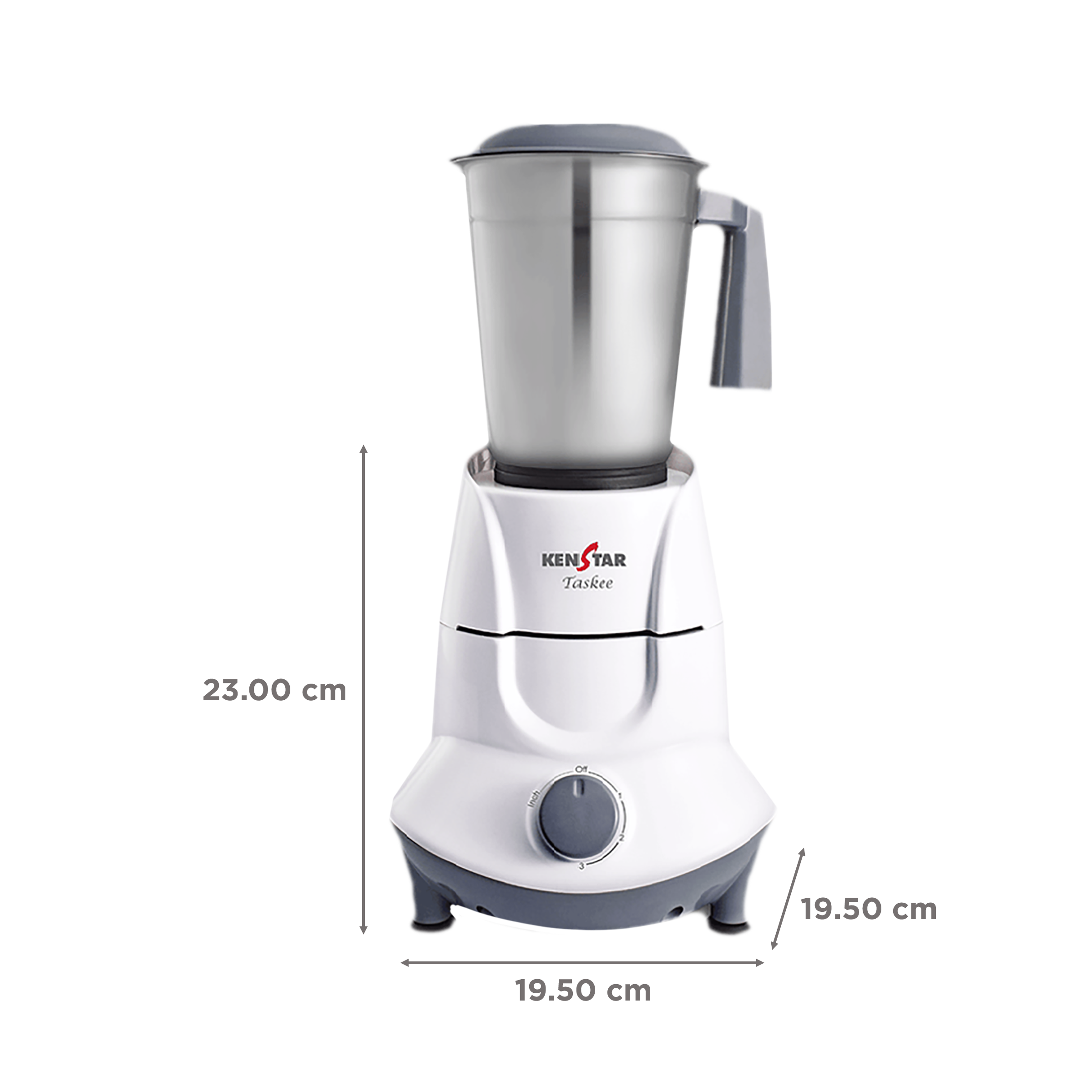 KENSTAR Taskee 450 Watt 3 Jars Mixer Grinder (Flow Breaker Technology, White)_3