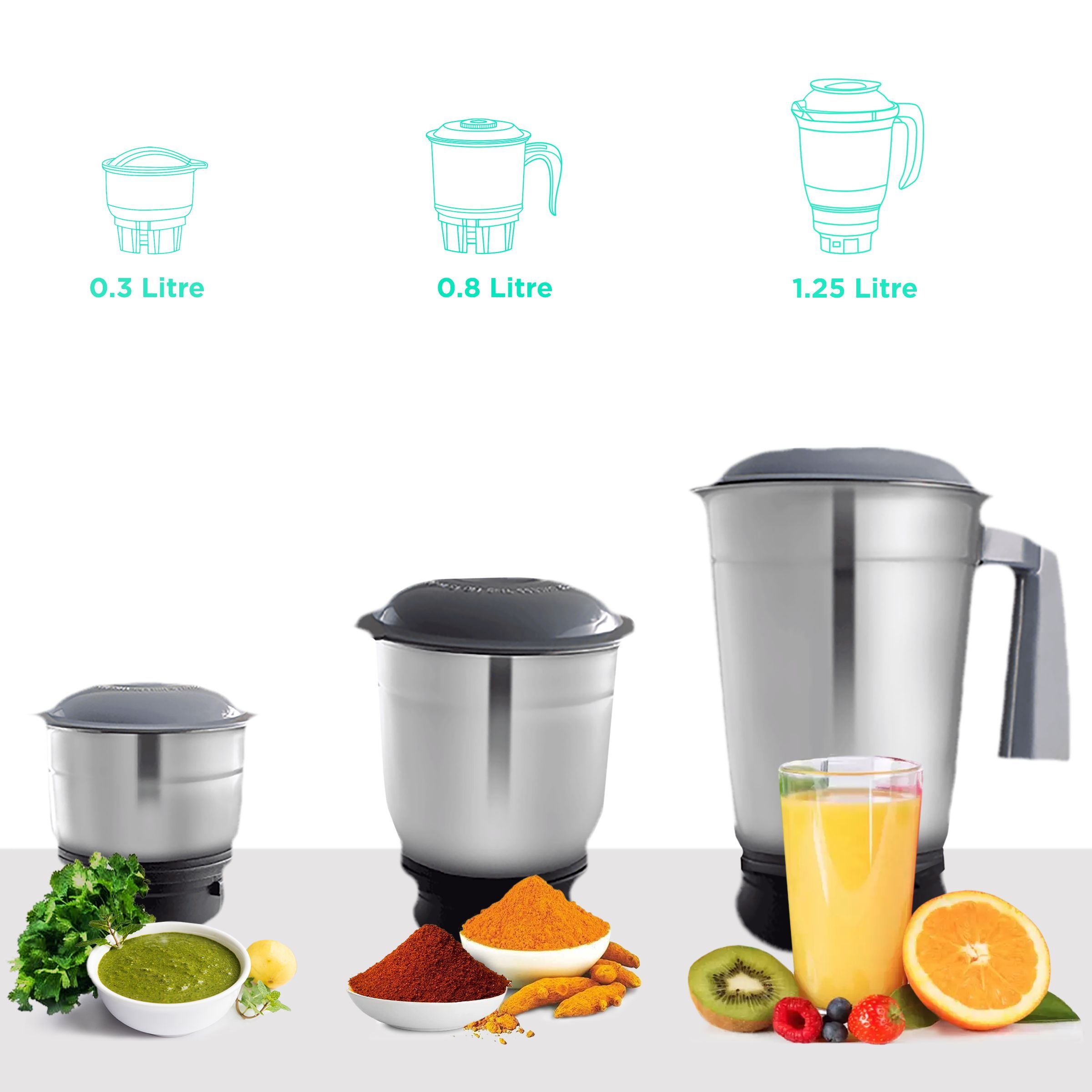 KENSTAR Taskee 450 Watt 3 Jars Mixer Grinder (Flow Breaker Technology, White)_4