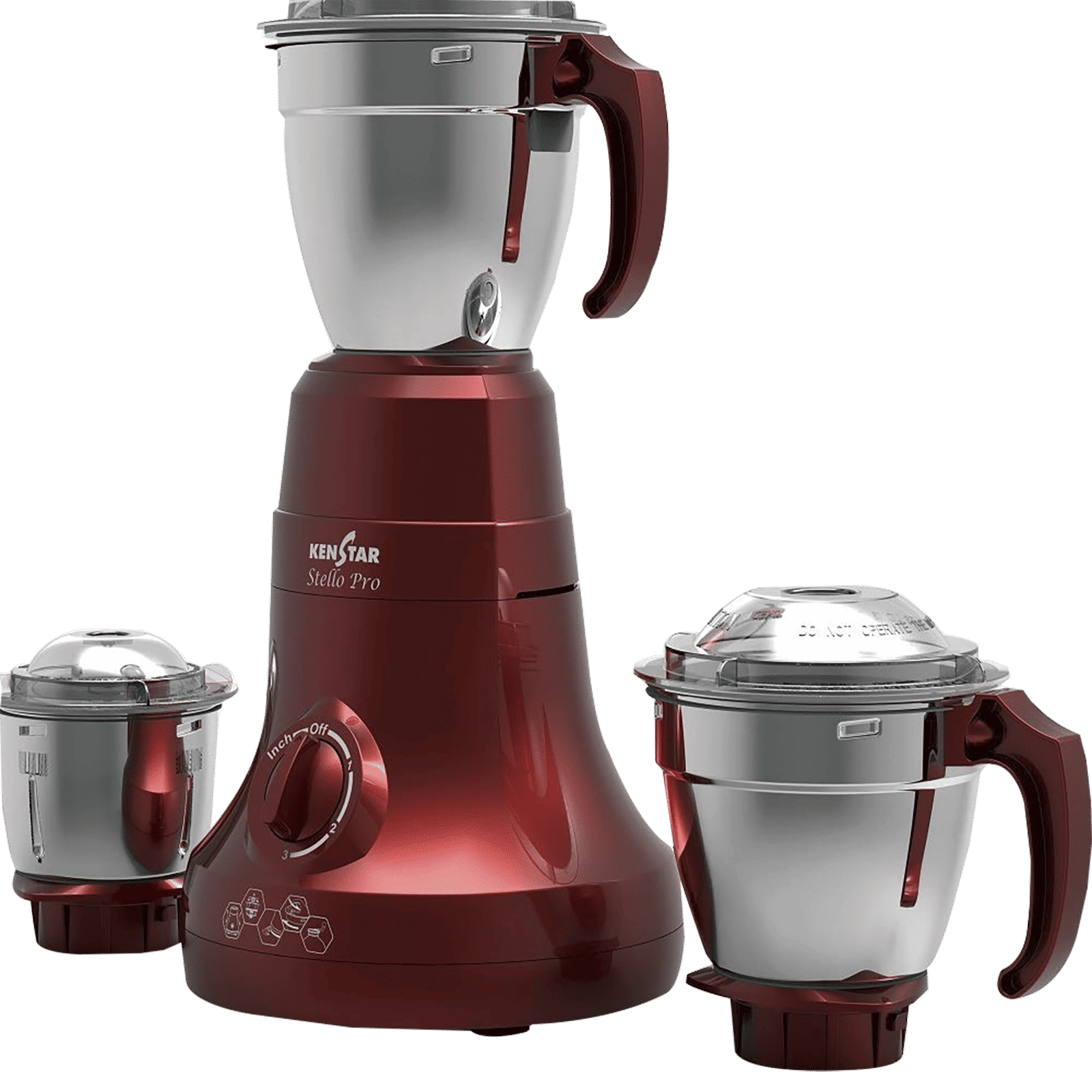 KENSTAR Stello Pro 750 Watt 3 Jars Mixer Grinder (Hands-free Operation, Red)_6