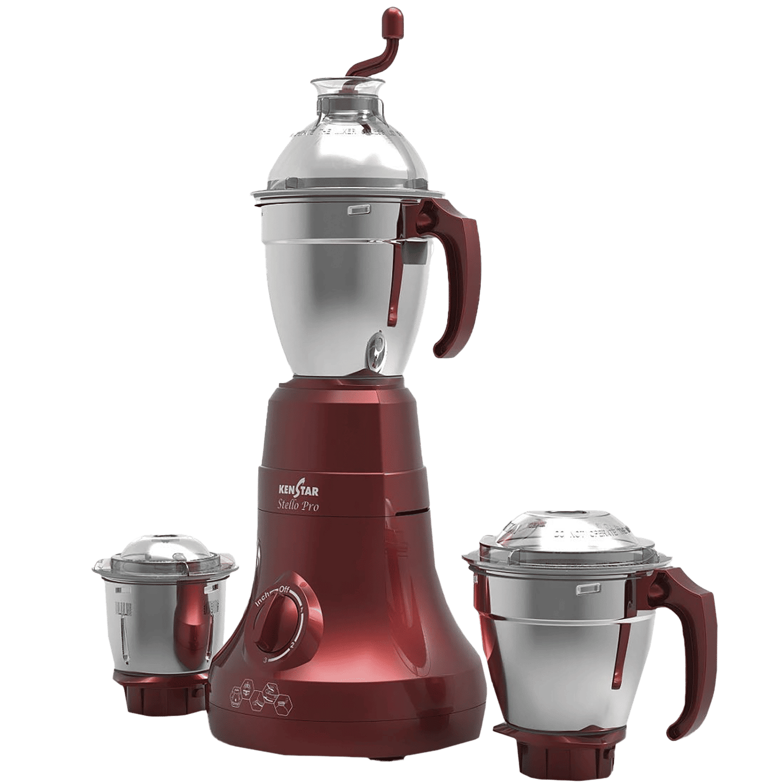 KENSTAR Stello Pro 750 Watt 3 Jars Mixer Grinder (Hands-free Operation, Red)_7
