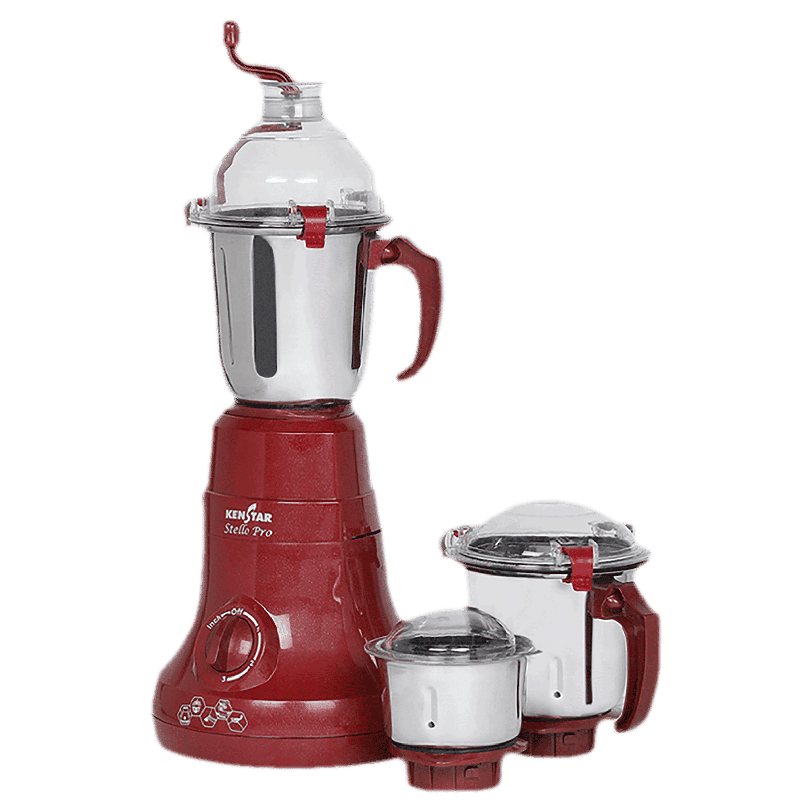 KENSTAR Stello Pro 750 Watt 3 Jars Mixer Grinder (Hands-free Operation, Red)_9