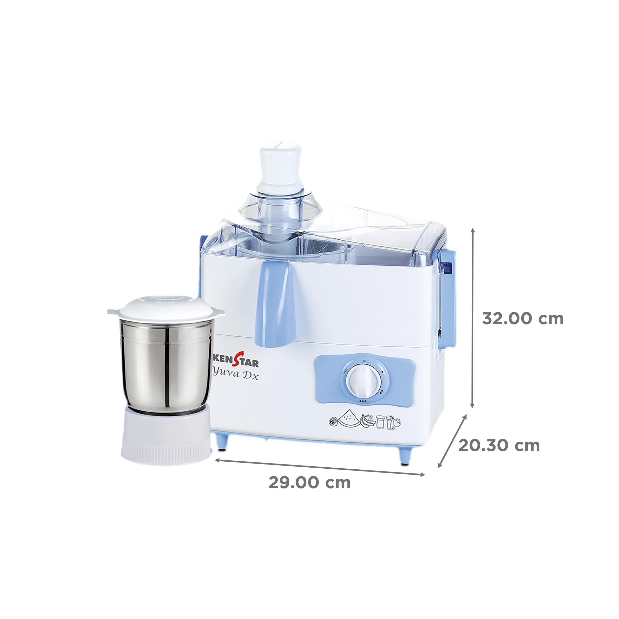KENSTAR Yuva Dx 450 Watt 2 Jars Juicer Mixer Grinder (Hybrid Motor, Blue)_3