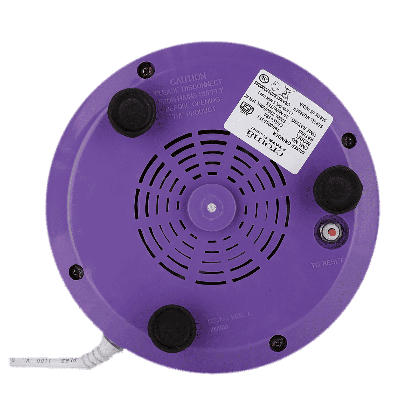 Croma 500 Watt 3 Jars Mixer Grinder (Rust Resistant, White/Purple)_17