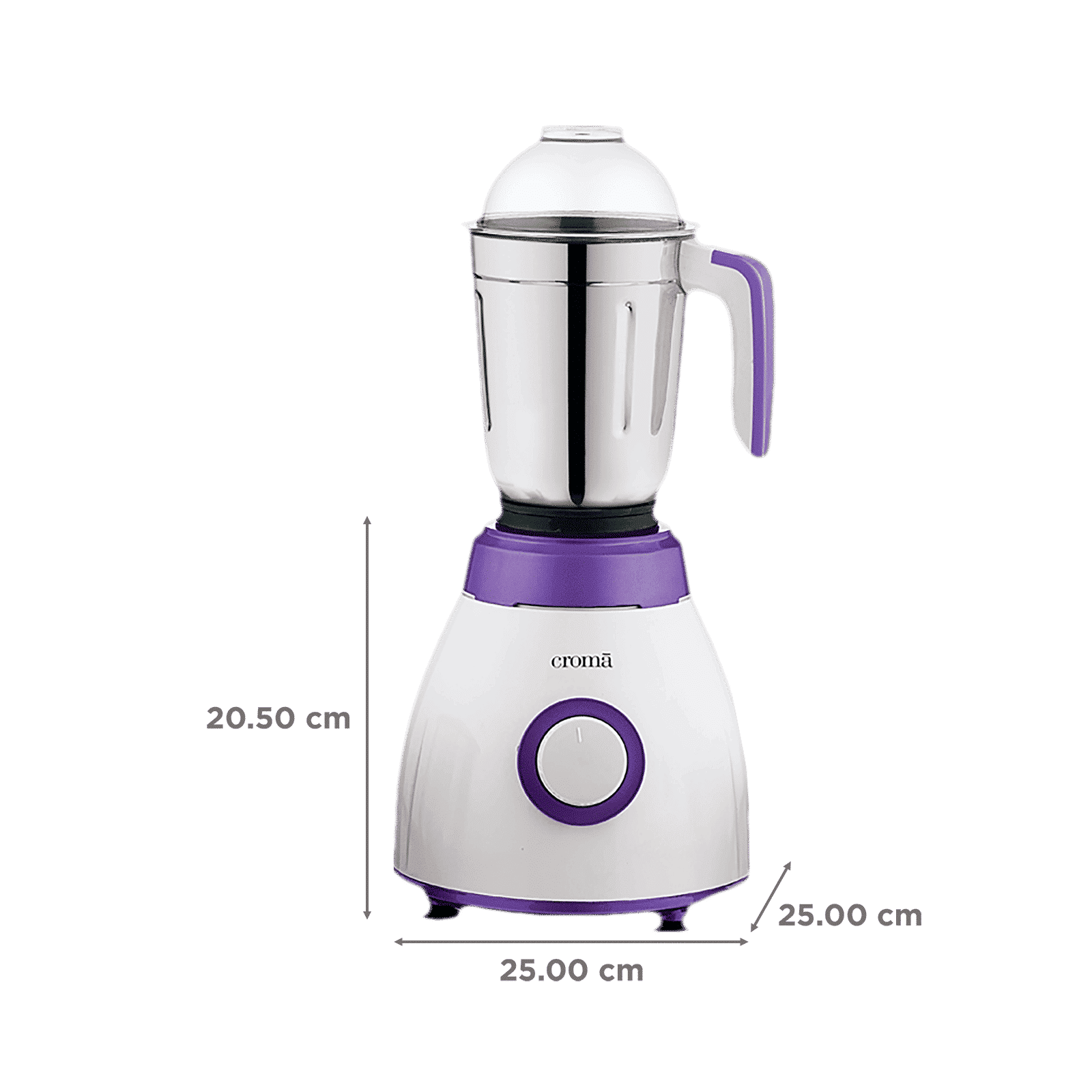 Croma 500 Watt 3 Jars Mixer Grinder (Rust Resistant, White/Purple)_3