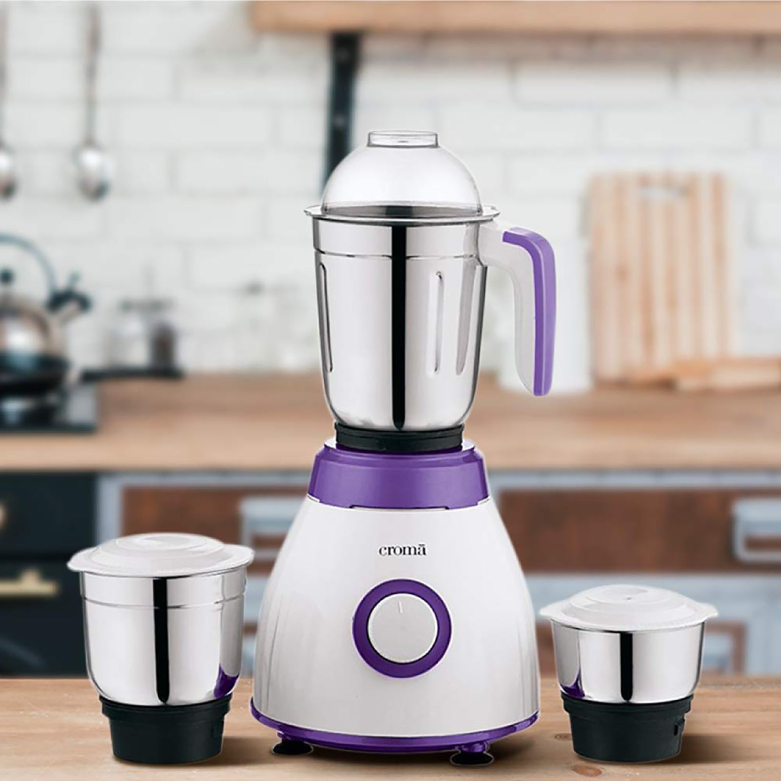 Croma 500 Watt 3 Jars Mixer Grinder (Rust Resistant, White/Purple)_7