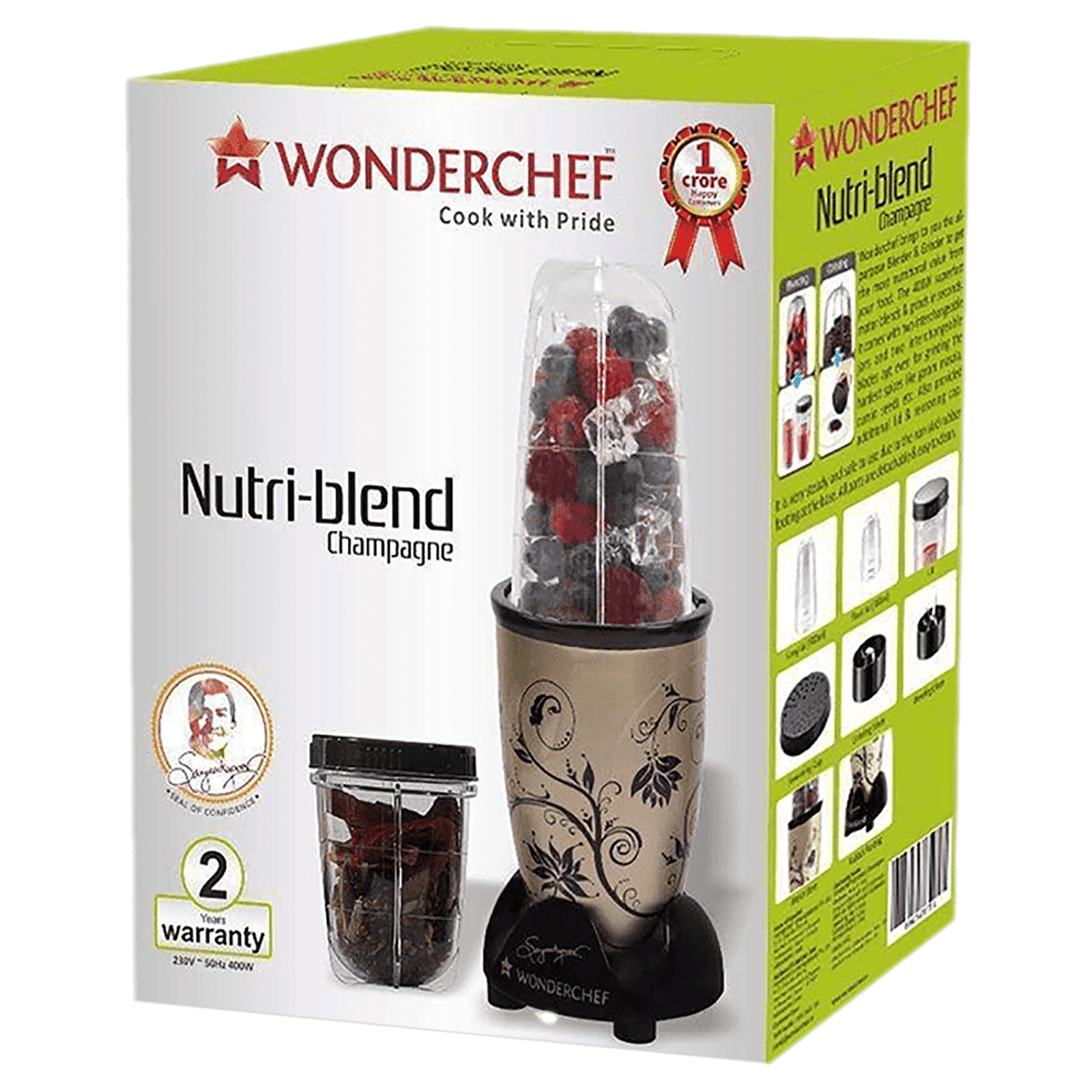 WONDERCHEF Nutri-Blend 400 Watt 2 Jars Mixer Grinder Blender (22000 RPM, All-In-One System, Champagne)_7
