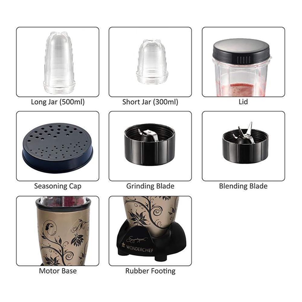 WONDERCHEF Nutri-Blend 400 Watt 2 Jars Mixer Grinder Blender (22000 RPM, All-In-One System, Champagne)_11