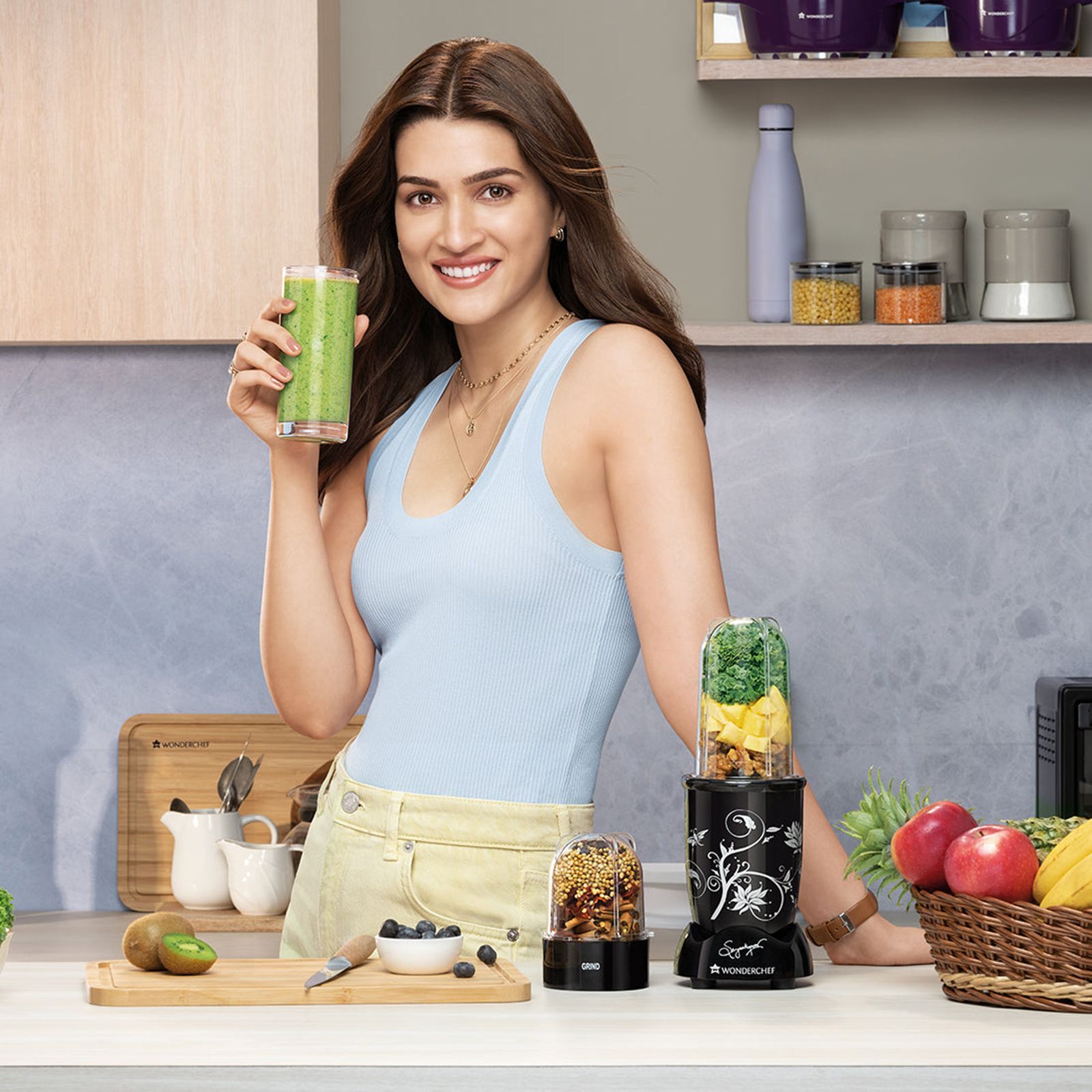 WONDERCHEF Nutri-Blend 400 Watt 2 Jars Mixer Grinder Blender (22000 RPM, All-In-One System, Champagne)_13