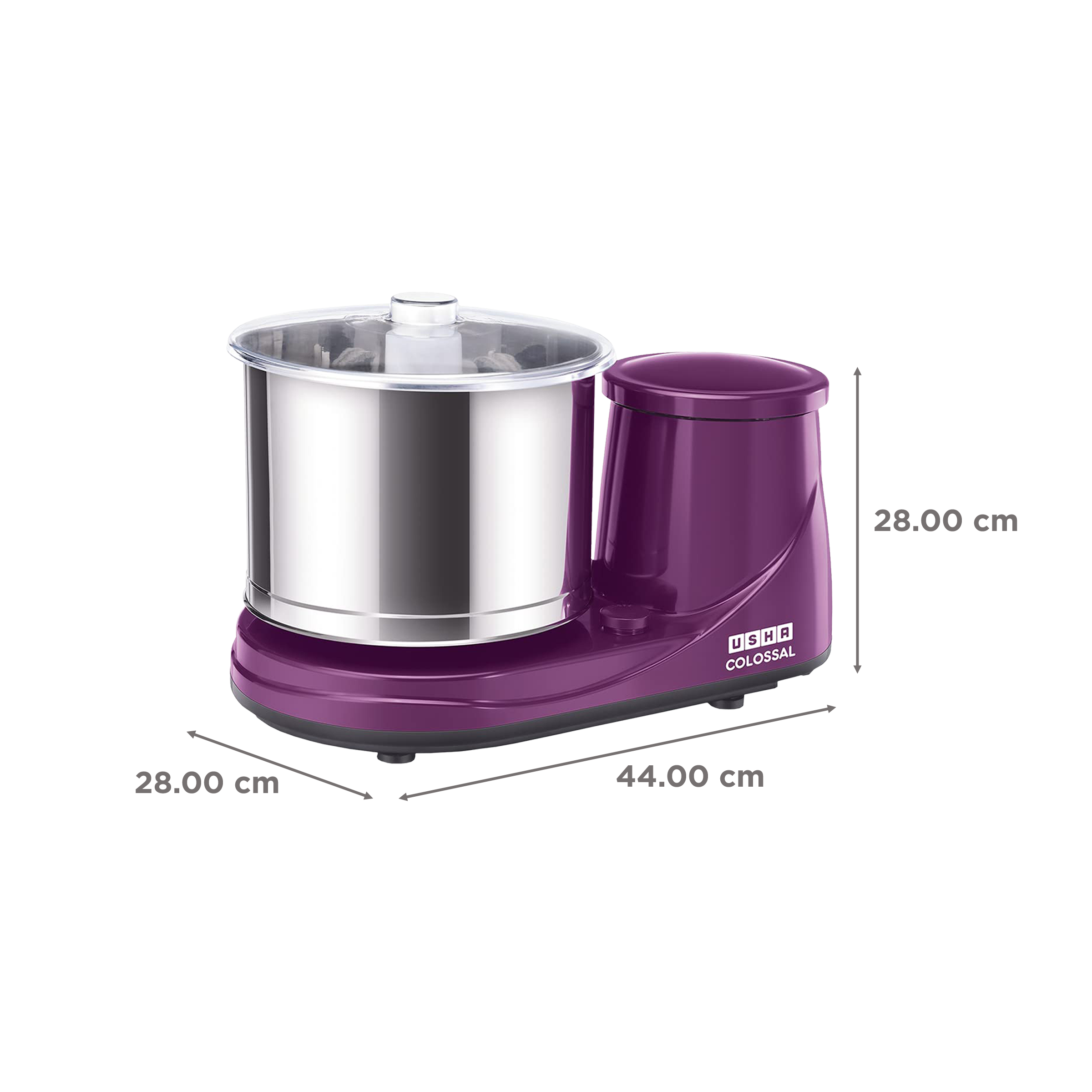 USHA Colossal 2 Litres 2 Stones Wet Grinder with Coconut Scrapper & Atta Kneader (Sturdy High Torque Motor, Magenta)_3