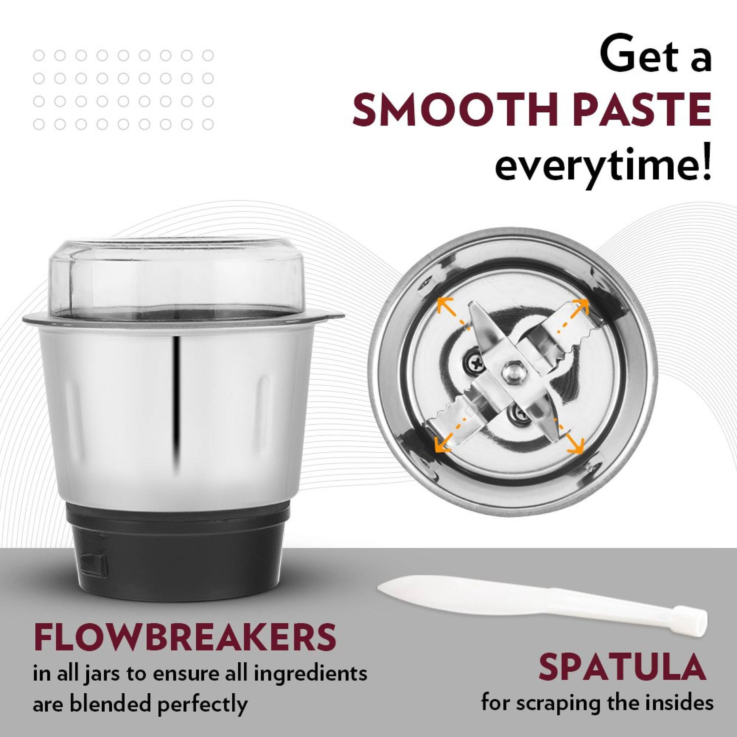 BOROSIL Silverline 600 Watt 3 Jars Mixer Grinder (20000 RPM, Blow Breaker for Blending, Black & Silver)_7