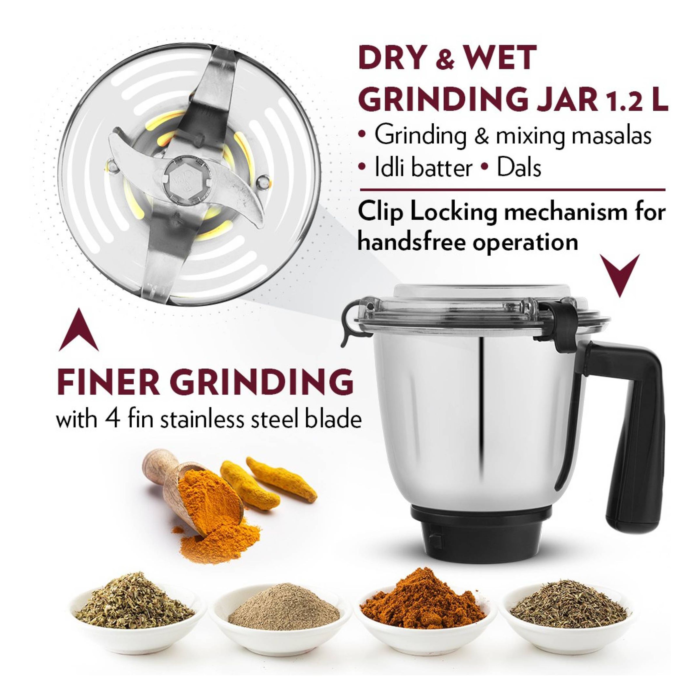 BOROSIL Silverline 600 Watt 3 Jars Mixer Grinder (20000 RPM, Blow Breaker for Blending, Black & Silver)_8