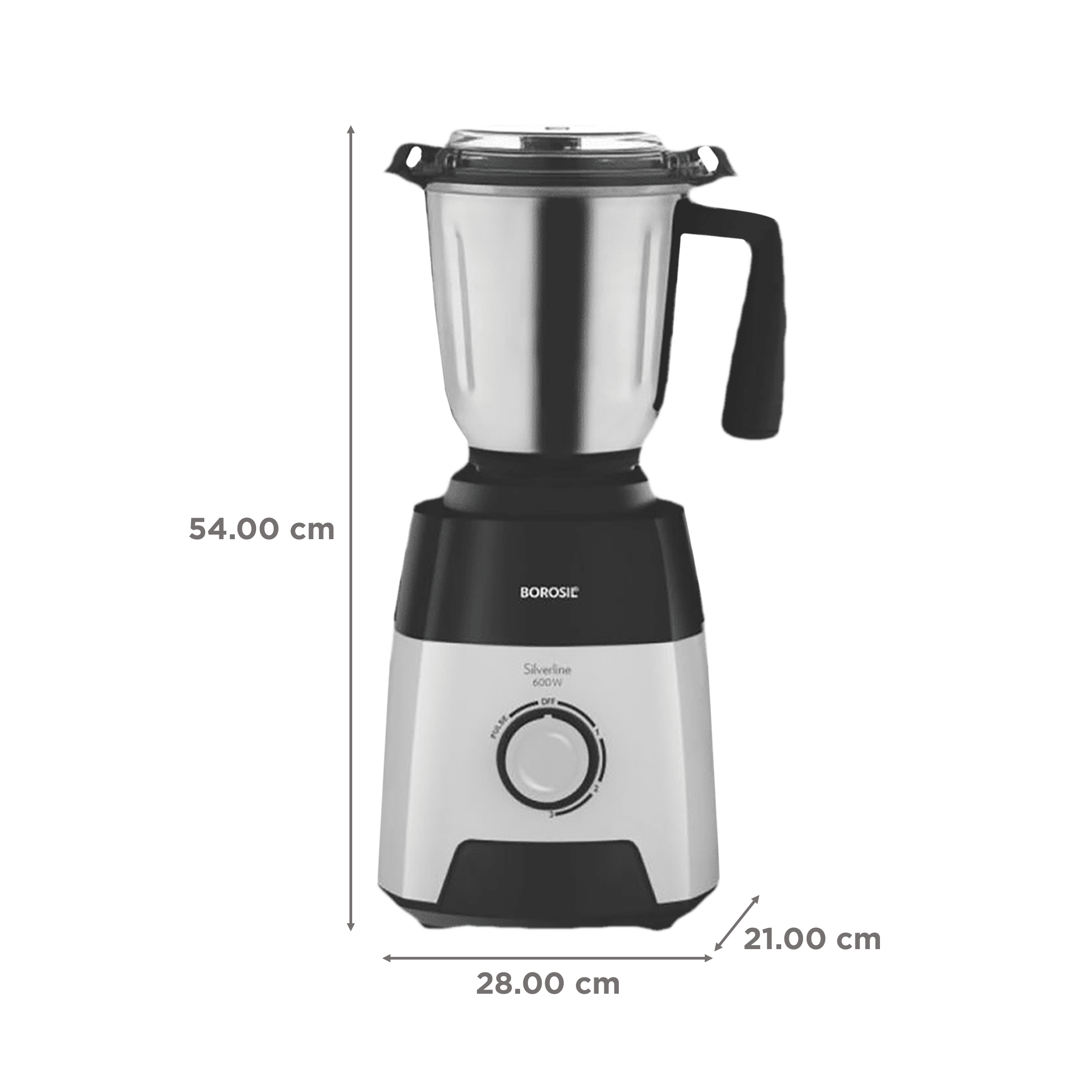 BOROSIL Silverline 600 Watt 3 Jars Mixer Grinder (20000 RPM, Blow Breaker for Blending, Black & Silver)_3