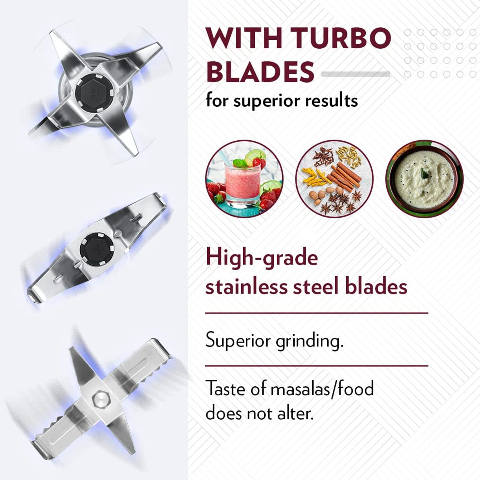 BOROSIL HomeStar 500 Watt 3 Jars Mixer Grinder (20000 RPM, 3 Speed Control with Pulse Function, White & Maroon)_9