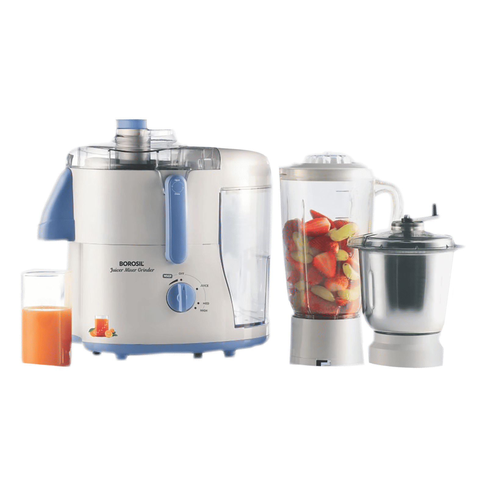 BOROSIL Primus II 500 Watt 2 Jars Juicer Mixer Grinder (19000 RPM, Long-Lasting Copper Motor, Silver)_1