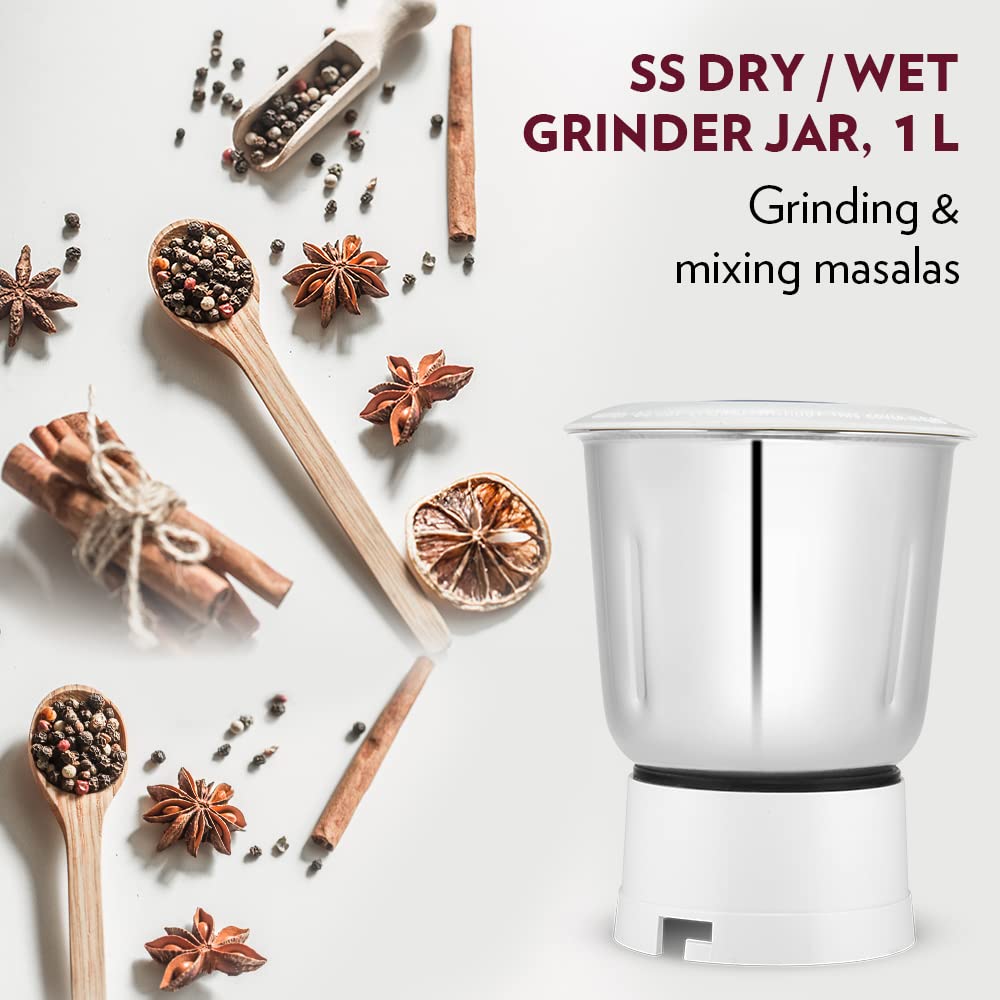 BOROSIL Primus II 500 Watt 2 Jars Juicer Mixer Grinder (19000 RPM, Long-Lasting Copper Motor, Silver)_6