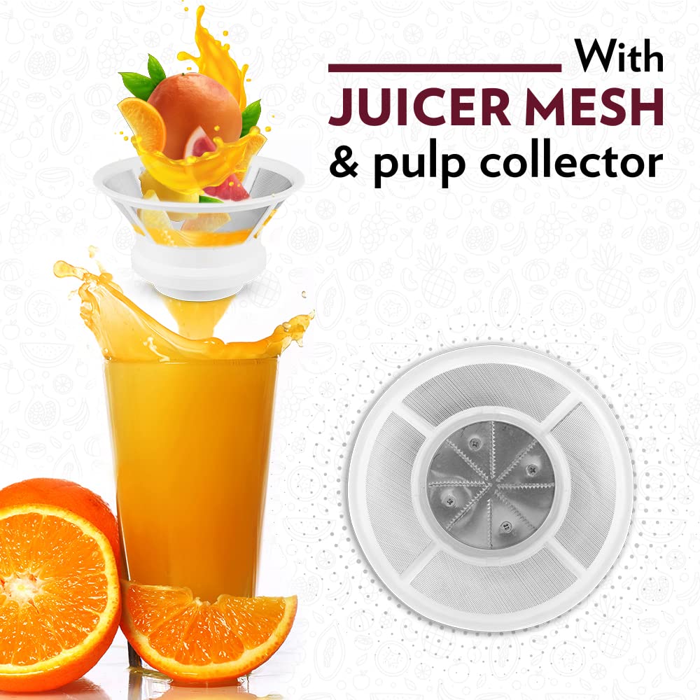 BOROSIL Primus II 500 Watt 2 Jars Juicer Mixer Grinder (19000 RPM, Long-Lasting Copper Motor, Silver)_9