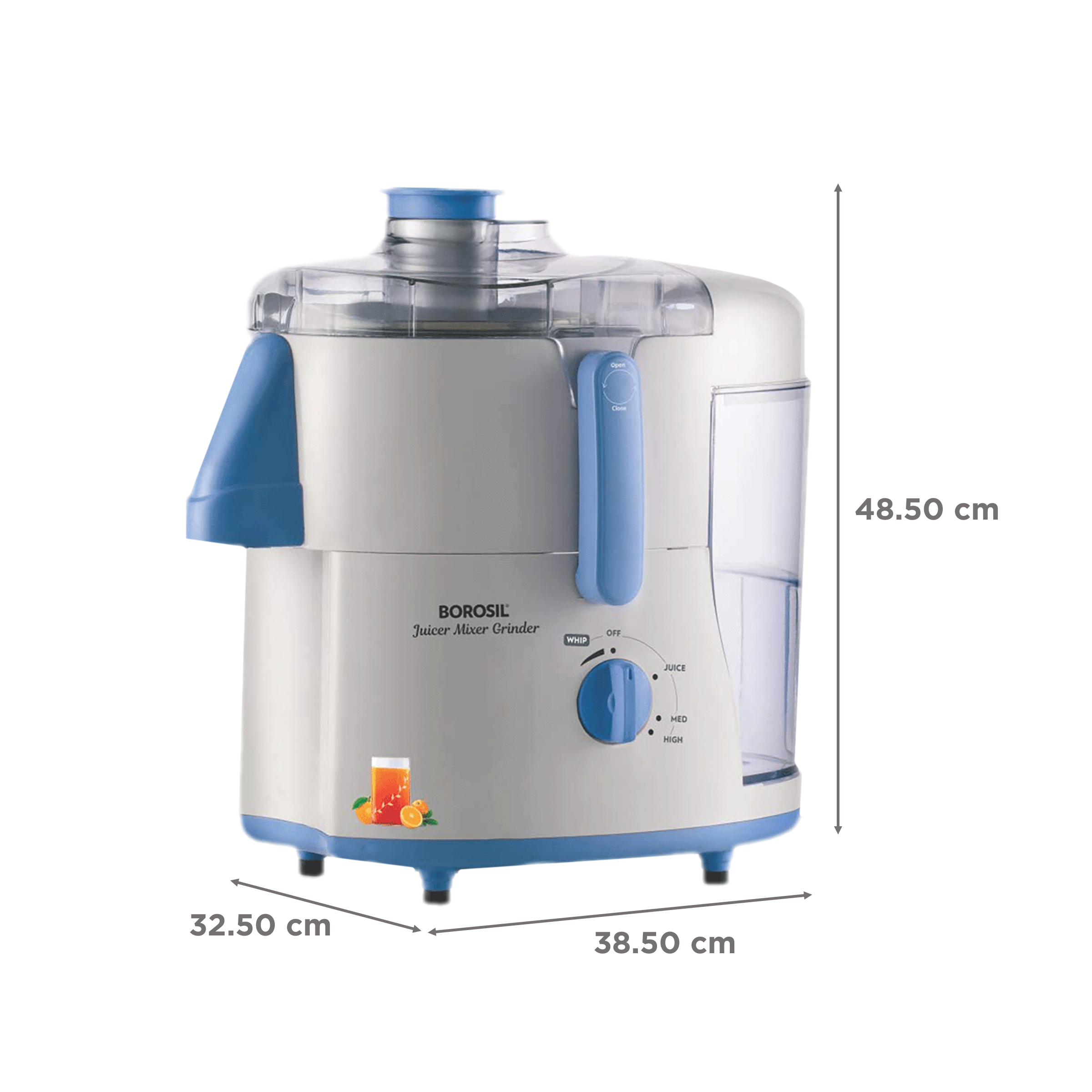 BOROSIL Primus II 500 Watt 2 Jars Juicer Mixer Grinder (19000 RPM, Long-Lasting Copper Motor, Silver)_3