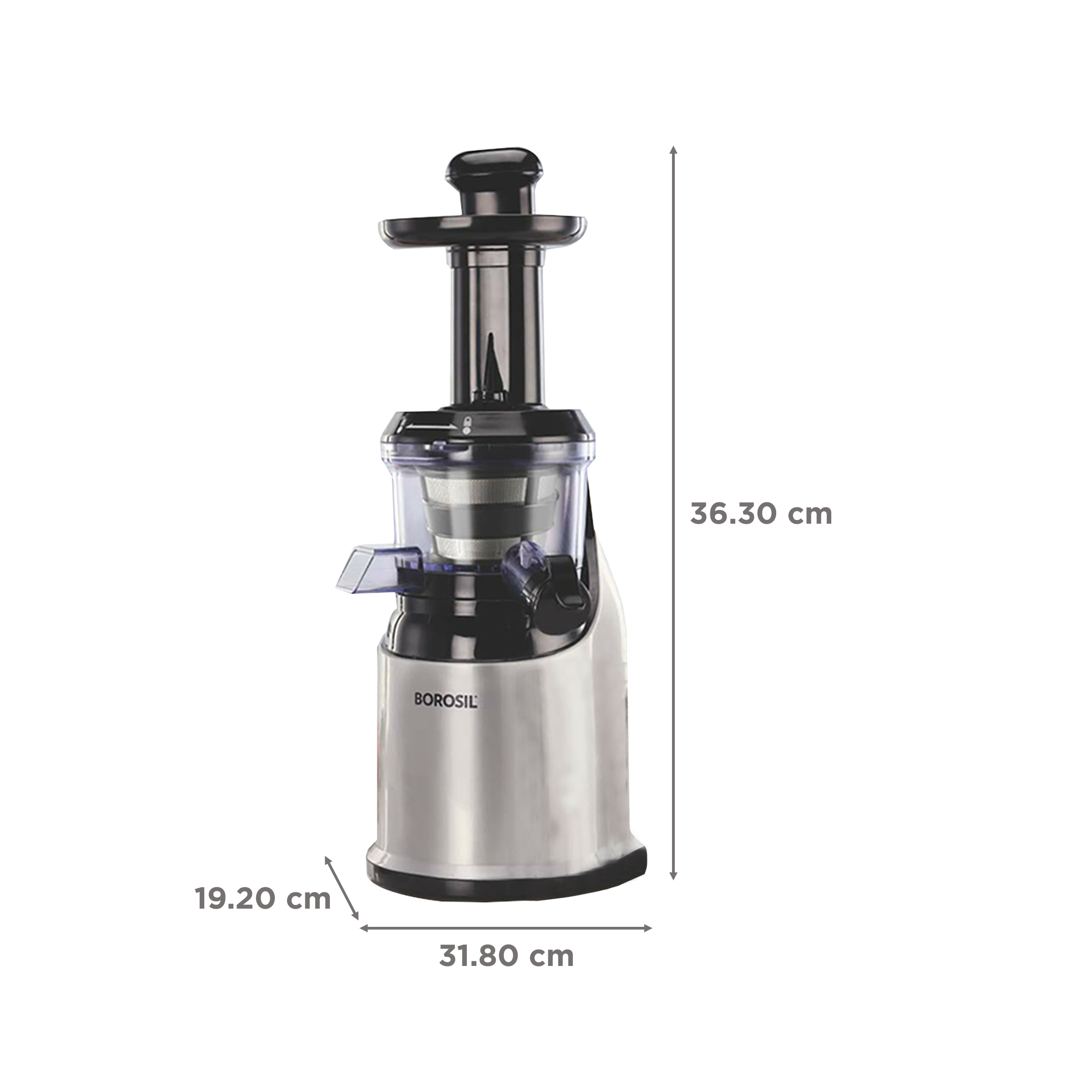 BOROSIL HealthPro 200 Watt Slow Juicer (70 RPM, Slow Squeeze Technology, Silver Cloud)_3