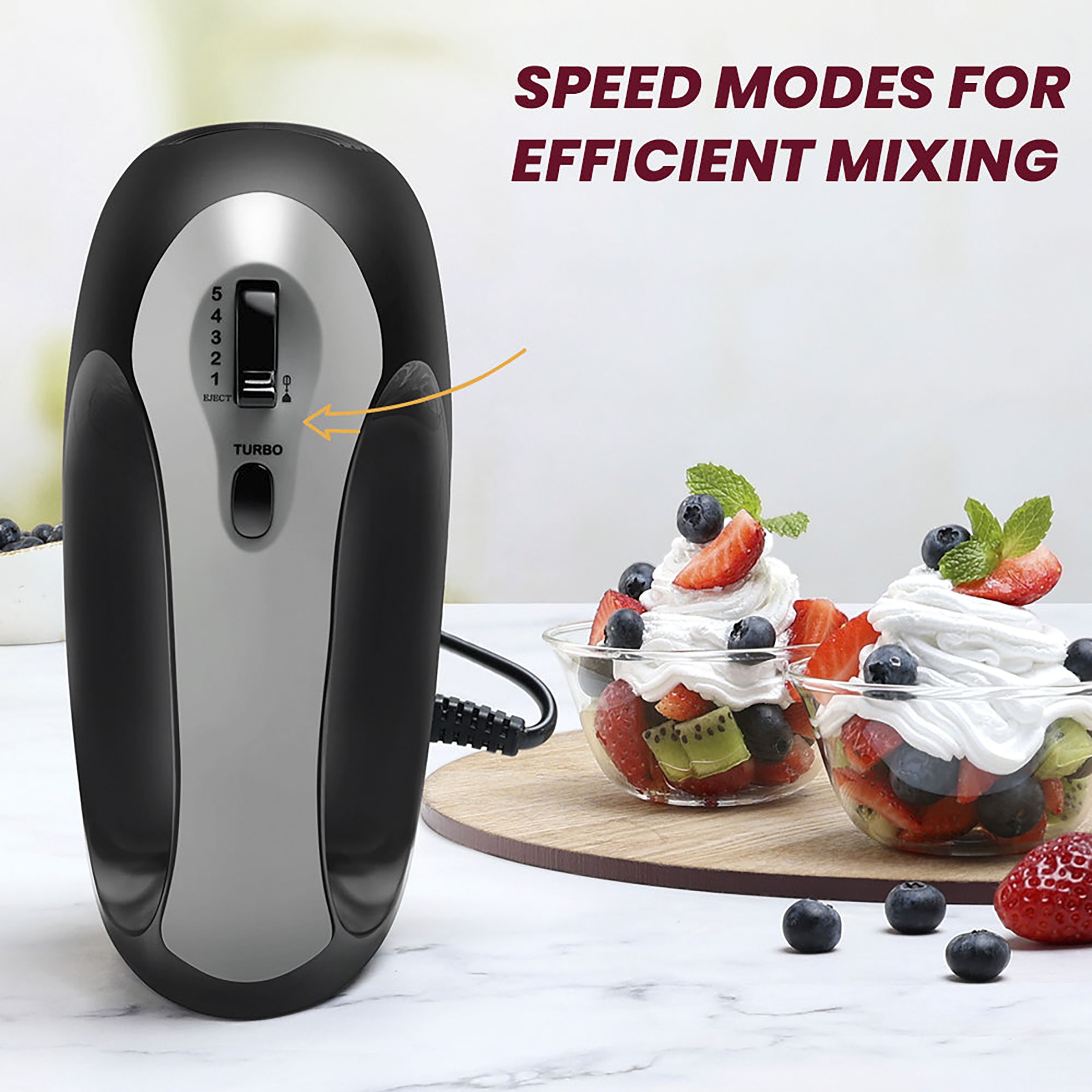 BOROSIL Smartmix 300 Watt 5 Speed Hand Mixer with 4 Attachments (Single Button for Eject, White)_10