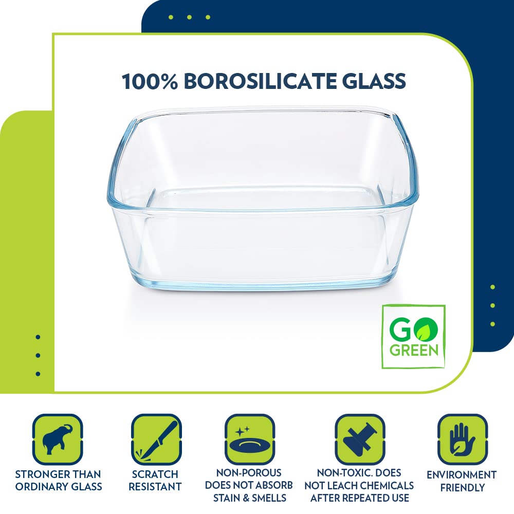 BOROSIL IH22DH15626 500ml, 800ml & 1.6L Borosilicate Glass Square Dish with Lid (Set of 3, Scratch Resistant, Transparent) BOROSIL IH22DH15626 500ml, 800ml & 1.6L Borosilicate Glass Square Dish with Lid (Set of 3, Scratch Resistant, Transparent)_9