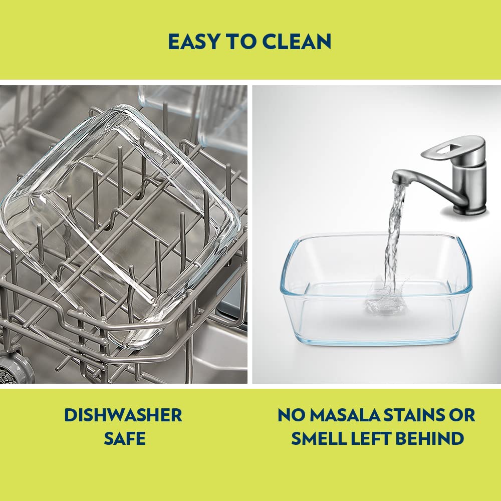 BOROSIL IH22DH15626 500ml, 800ml & 1.6L Borosilicate Glass Square Dish with Lid (Set of 3, Scratch Resistant, Transparent) BOROSIL IH22DH15626 500ml, 800ml & 1.6L Borosilicate Glass Square Dish with Lid (Set of 3, Scratch Resistant, Transparent)_10