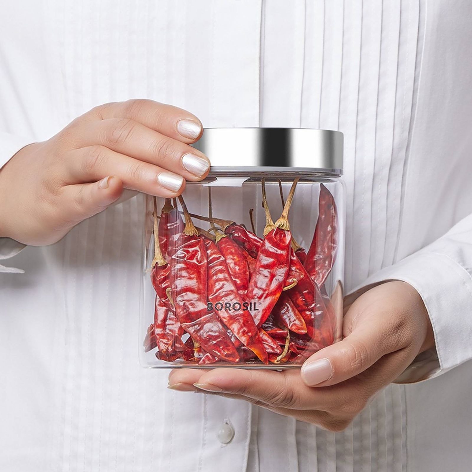 BOROSIL Endura 600ml Borosilicate Glass Jar with Screw Top Lid (Scratch Resistant, Transparent)_4