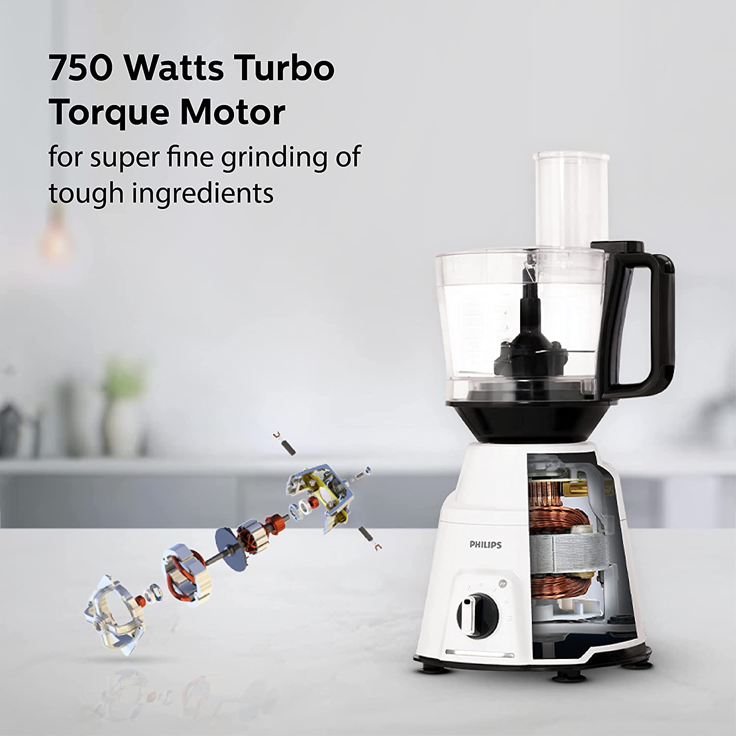 PHILIPS Viva Collection 750 Watt 4 Jars Mixer Grinder (19500 RPM, Gear Drive Technology, Black/White)_11