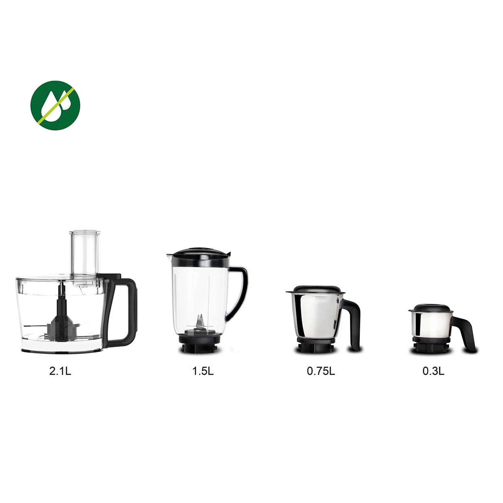 PHILIPS Viva Collection 750 Watt 4 Jars Mixer Grinder (19500 RPM, Gear Drive Technology, Black/White)_14