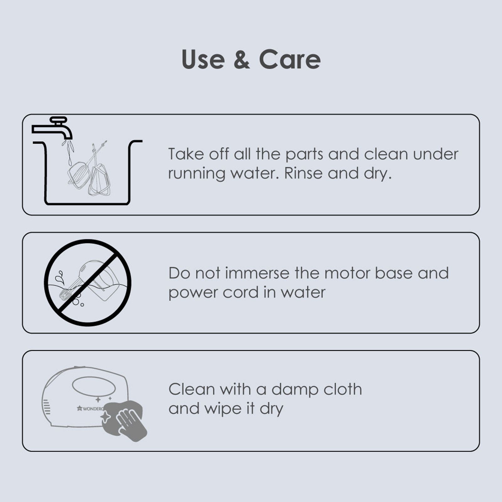 WONDERCHEF Acura Plus 200 Watt 5 Speed Hand Mixer with 4 Attachments (Speed Adjustment, White/Blue)_7