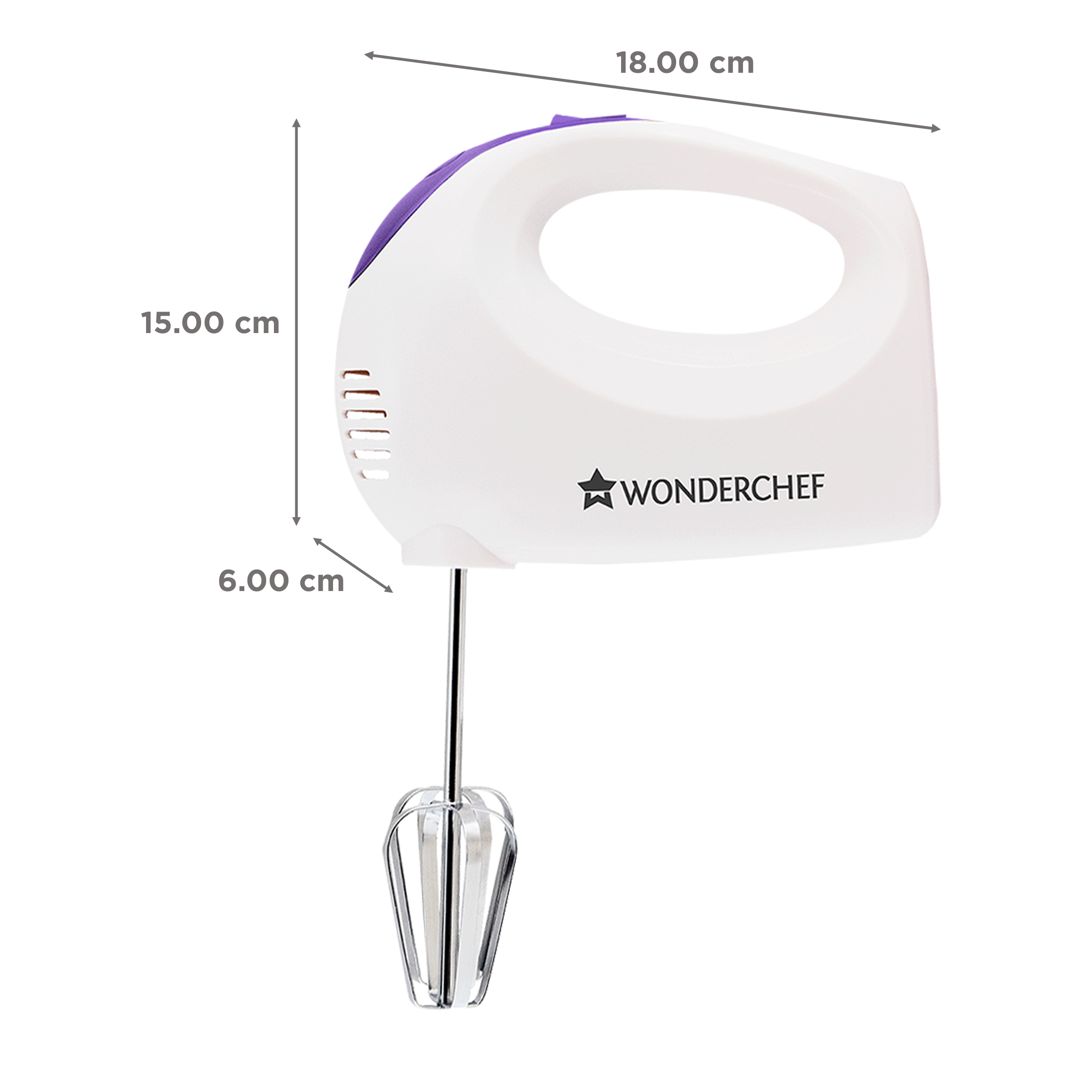 WONDERCHEF Acura Plus 200 Watt 5 Speed Hand Mixer with 4 Attachments (Speed Adjustment, White/Blue)_3